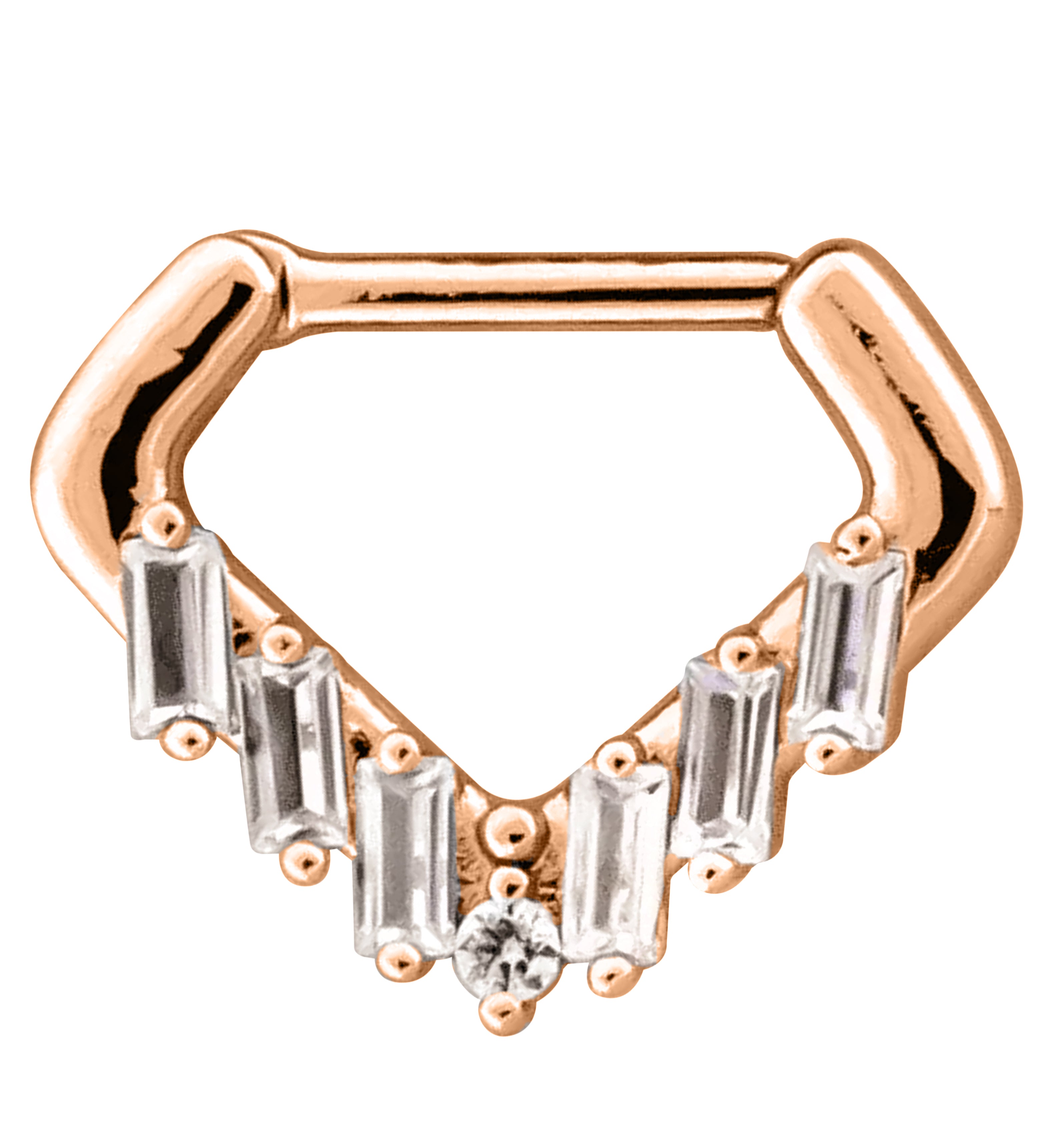 CZ Flush Set Front Facing Septum Ring – 16G 316L Surgical Steel, Hinged Segment