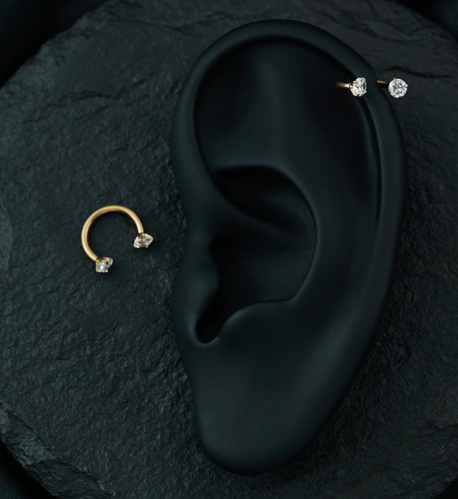 Rose Gold PVD Prong Set CZ Circular Barbell