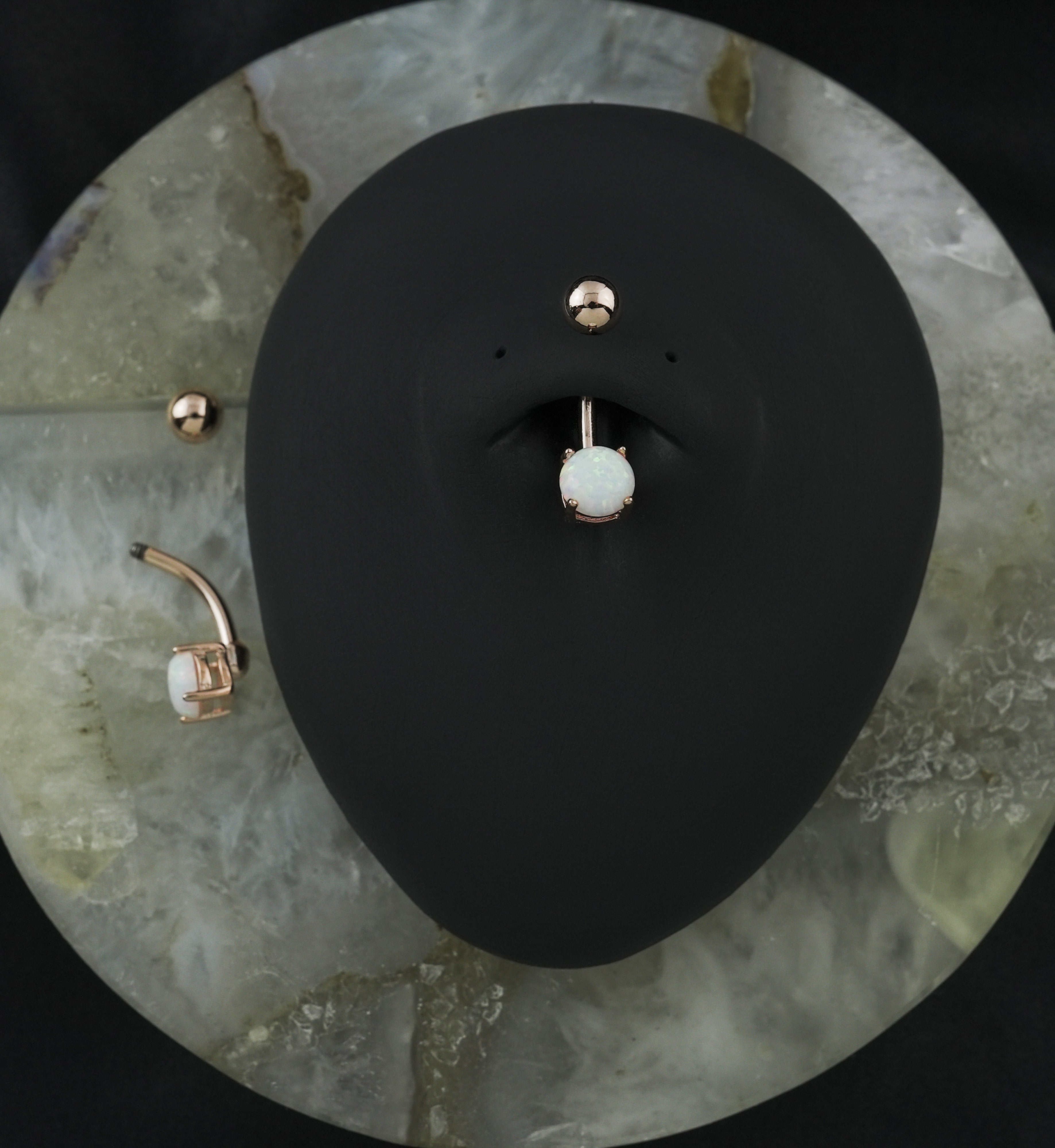 Rose Gold PVD Simple Opalite Stainless Steel Belly Button Ring