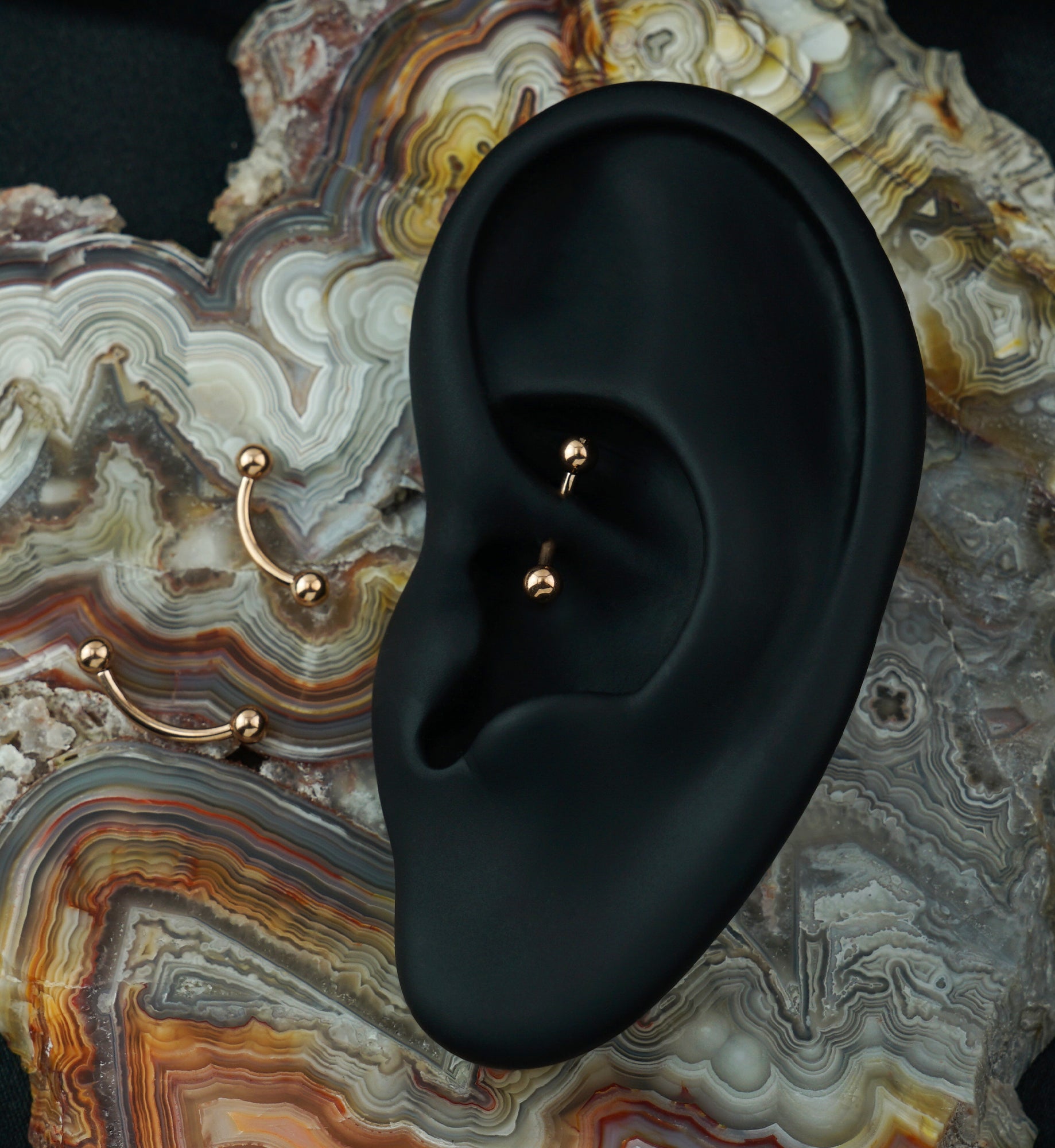 Rose Gold PVD Titanium Curved Barbell