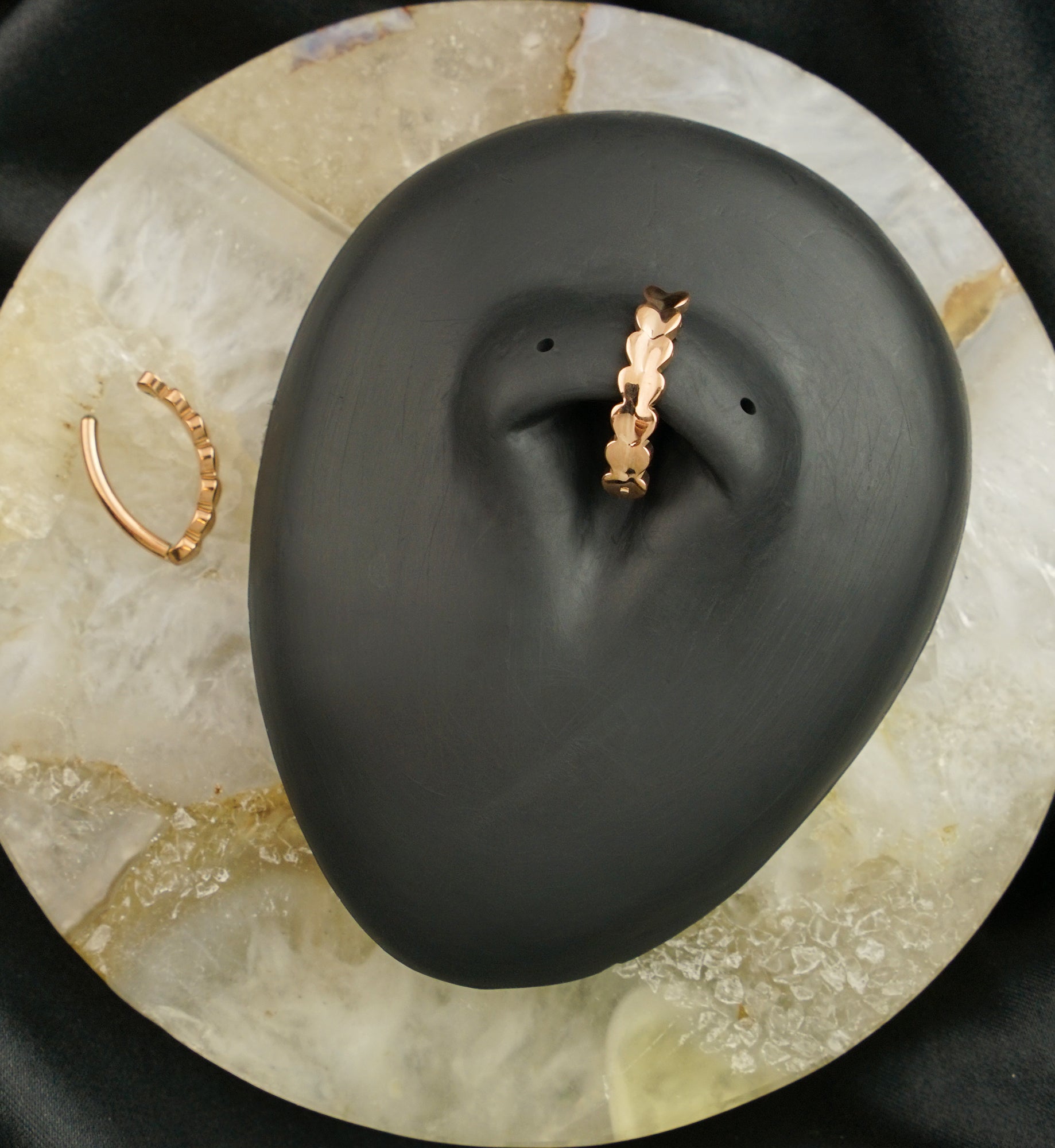 Rose Gold PVD Trail Of Hearts Titanium Hinged Belly Button Ring