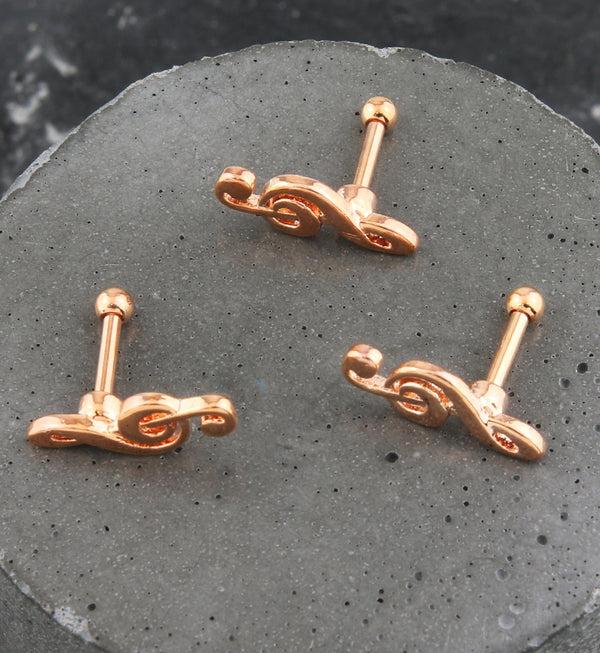 Rose Gold PVD Treble Clef Cartilage Barbell