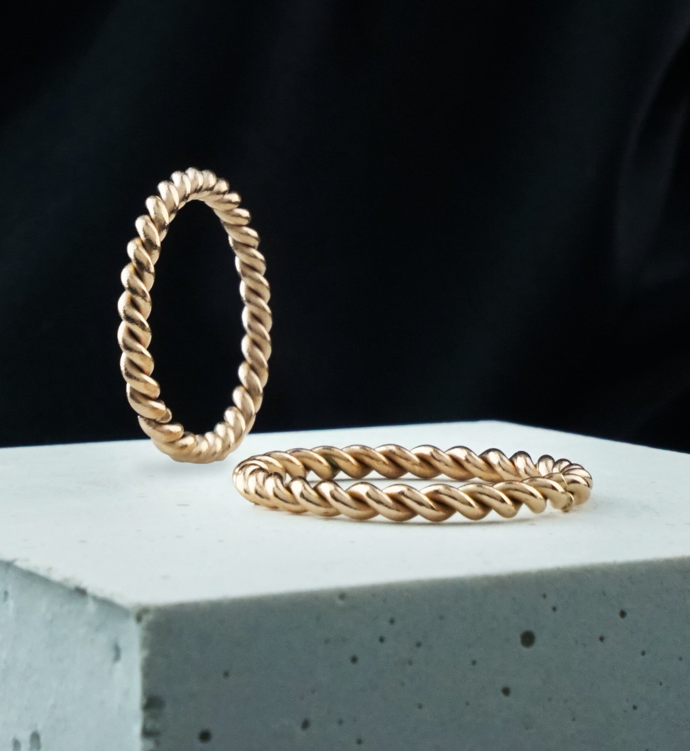 Rose Gold PVD Twisted Stackable Stainless Steel Ring