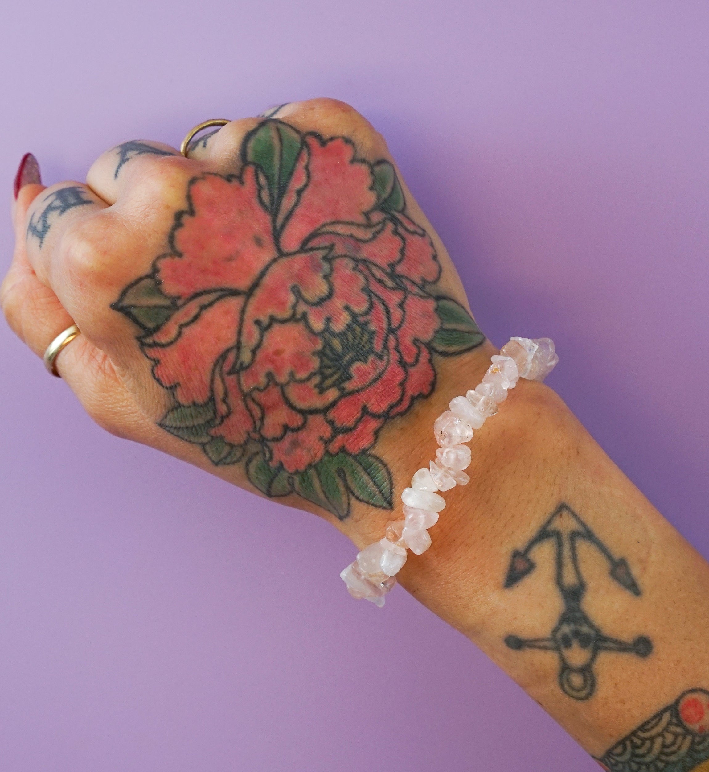 Rose Quartz Chips Stone Bracelet