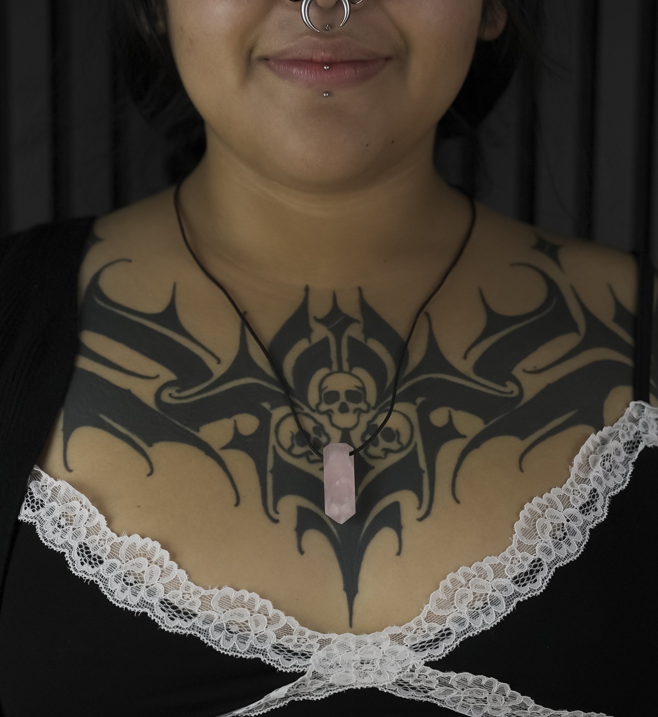 Rose Quartz Crystal Stone Pendant Necklace