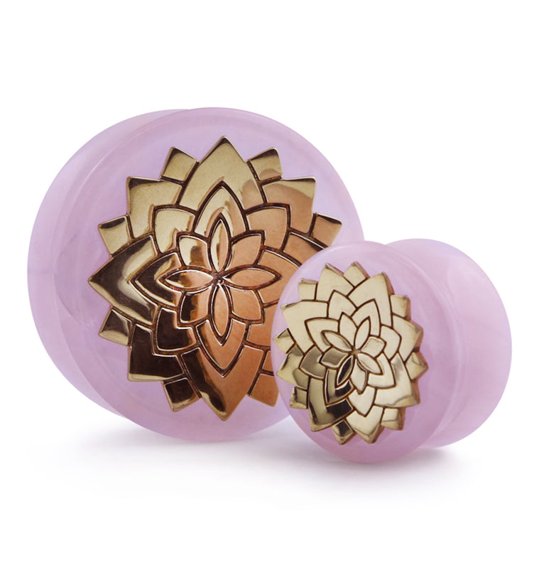 Mandala X Rose Quartz Stone Plugs