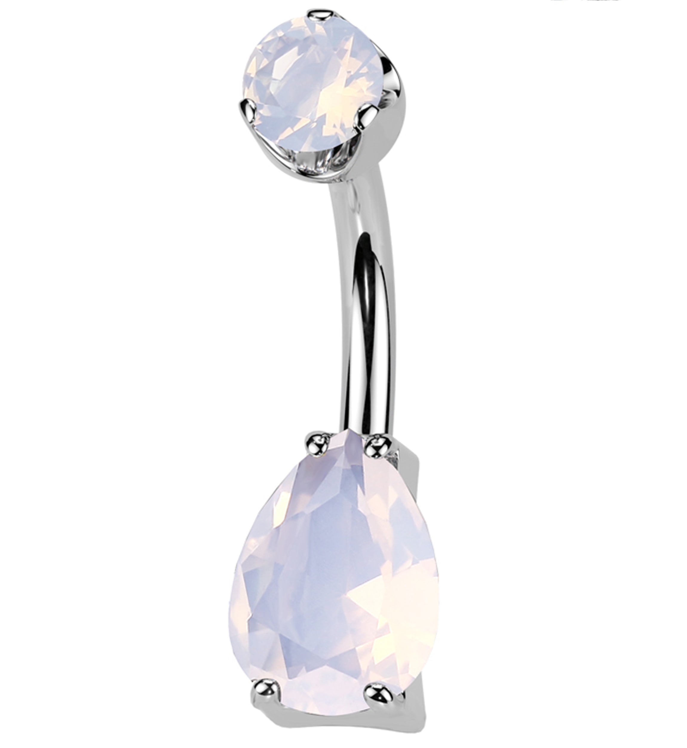 Rose Quartz Teardrop Internally Threaded Titanium Belly Button Ring