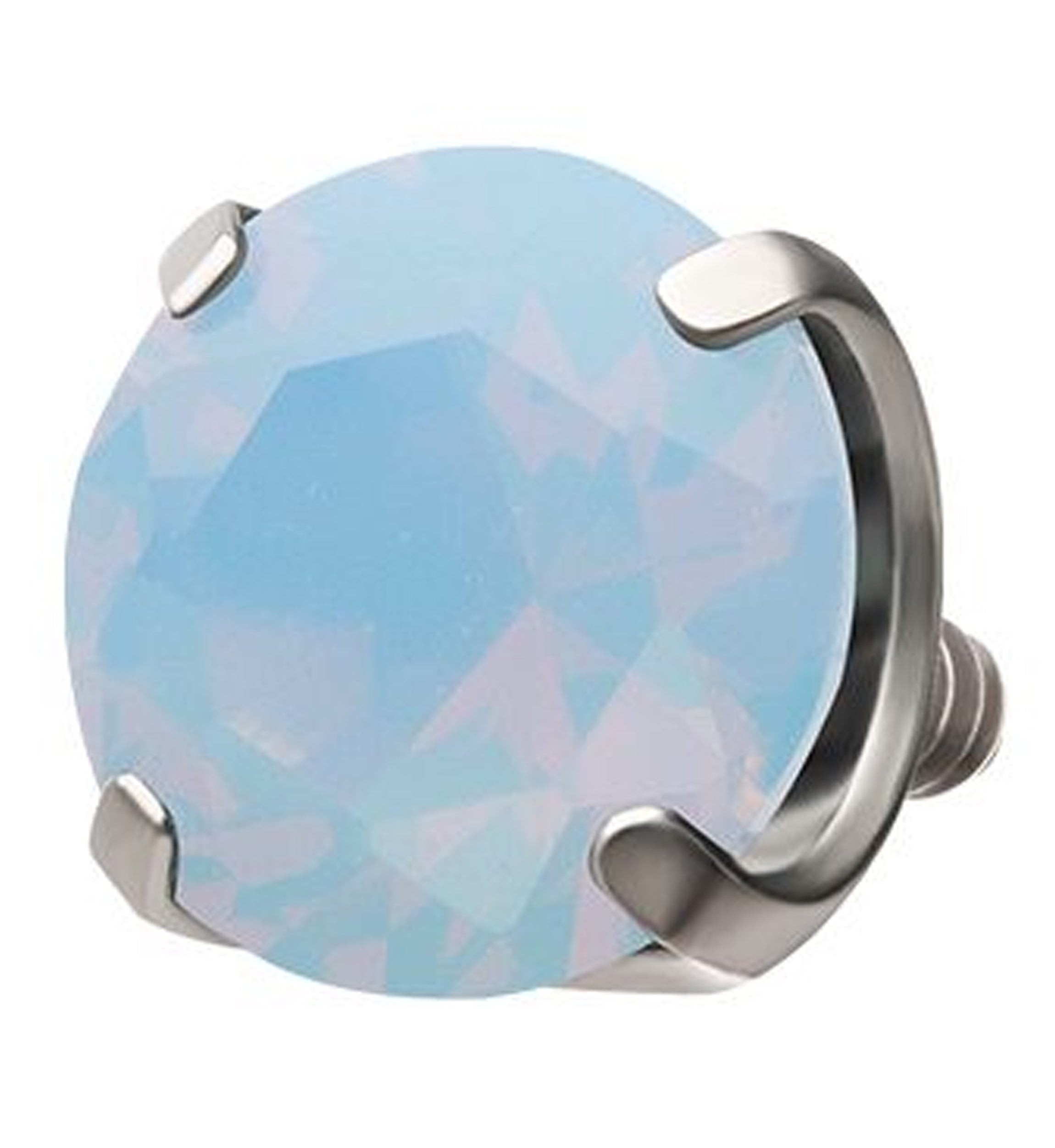 Round Blue Opalite Titanium Internally Threaded Top