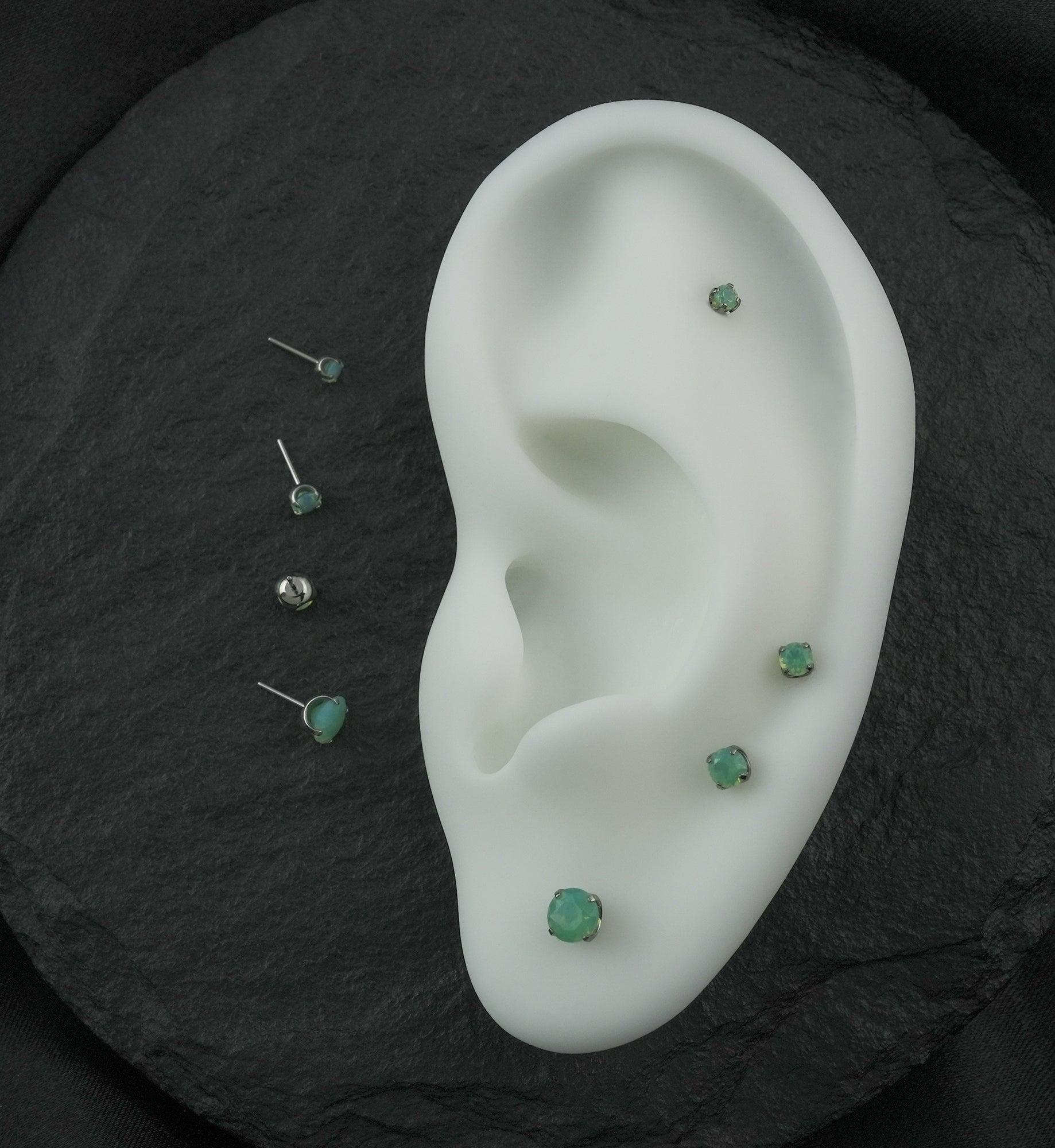 Round Green Opalite Titanium Threadless Top