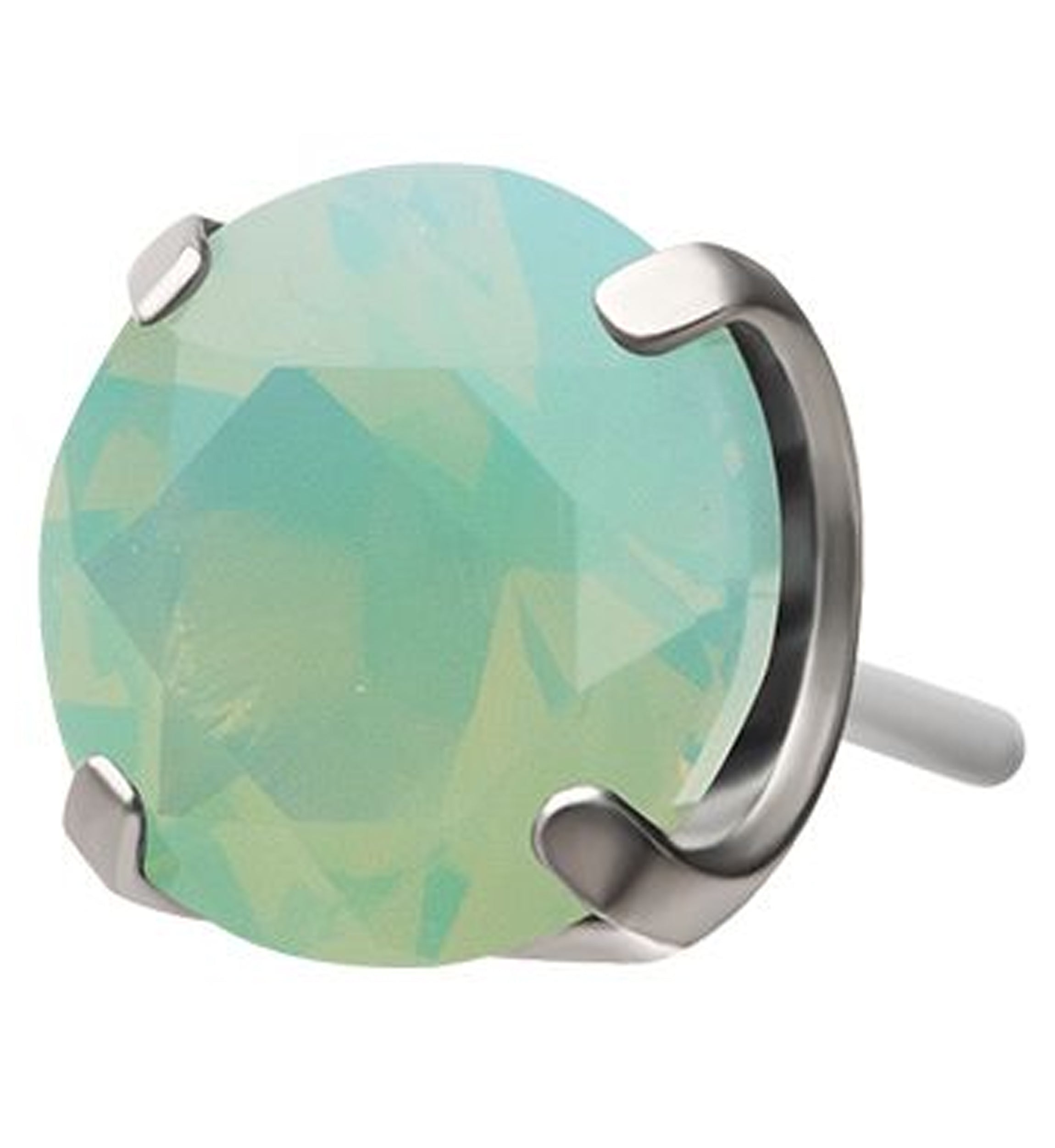 Round Green Opalite Titanium Threadless Top