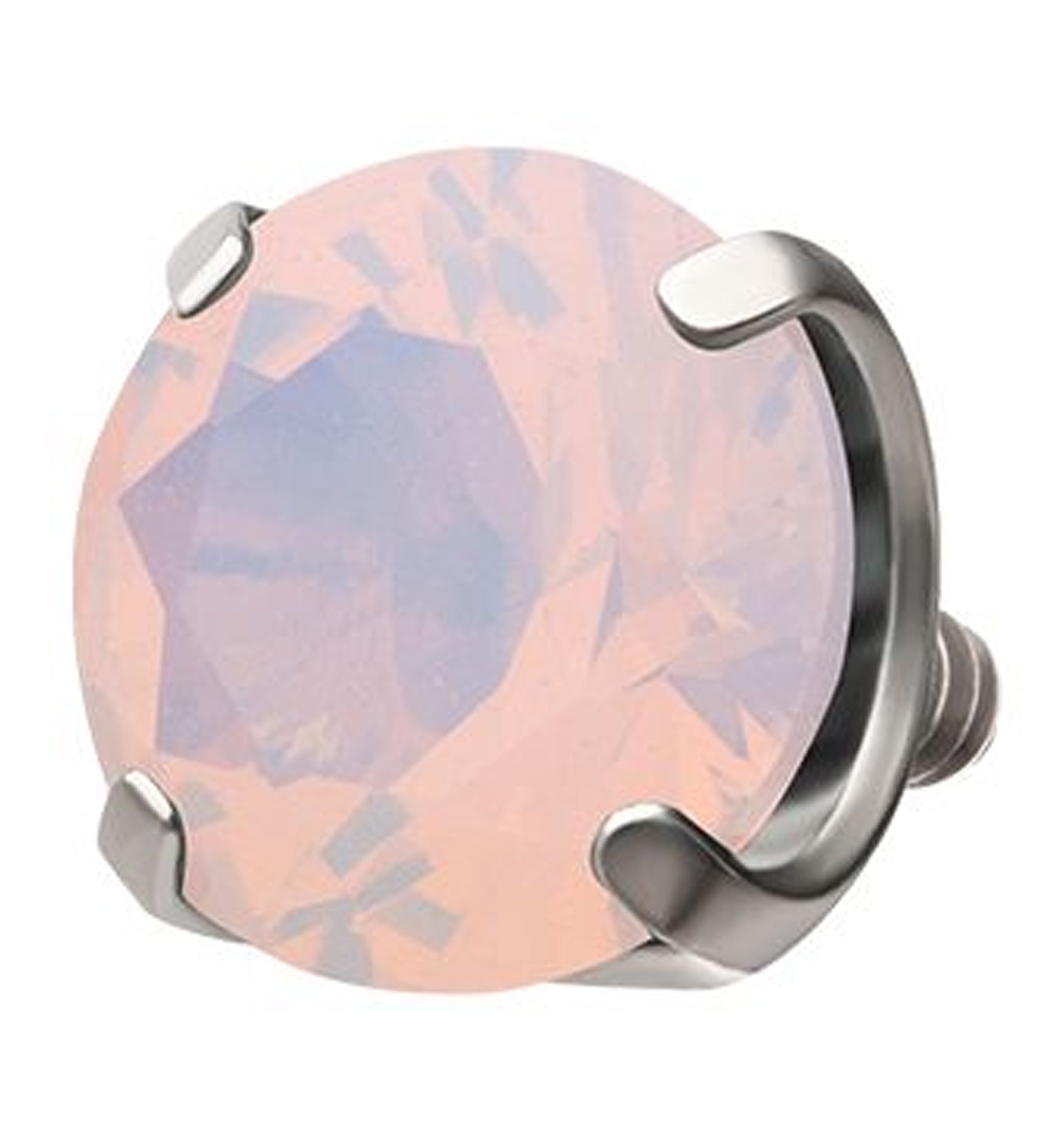 Round Pink Opalite Titanium Internally Threaded Top