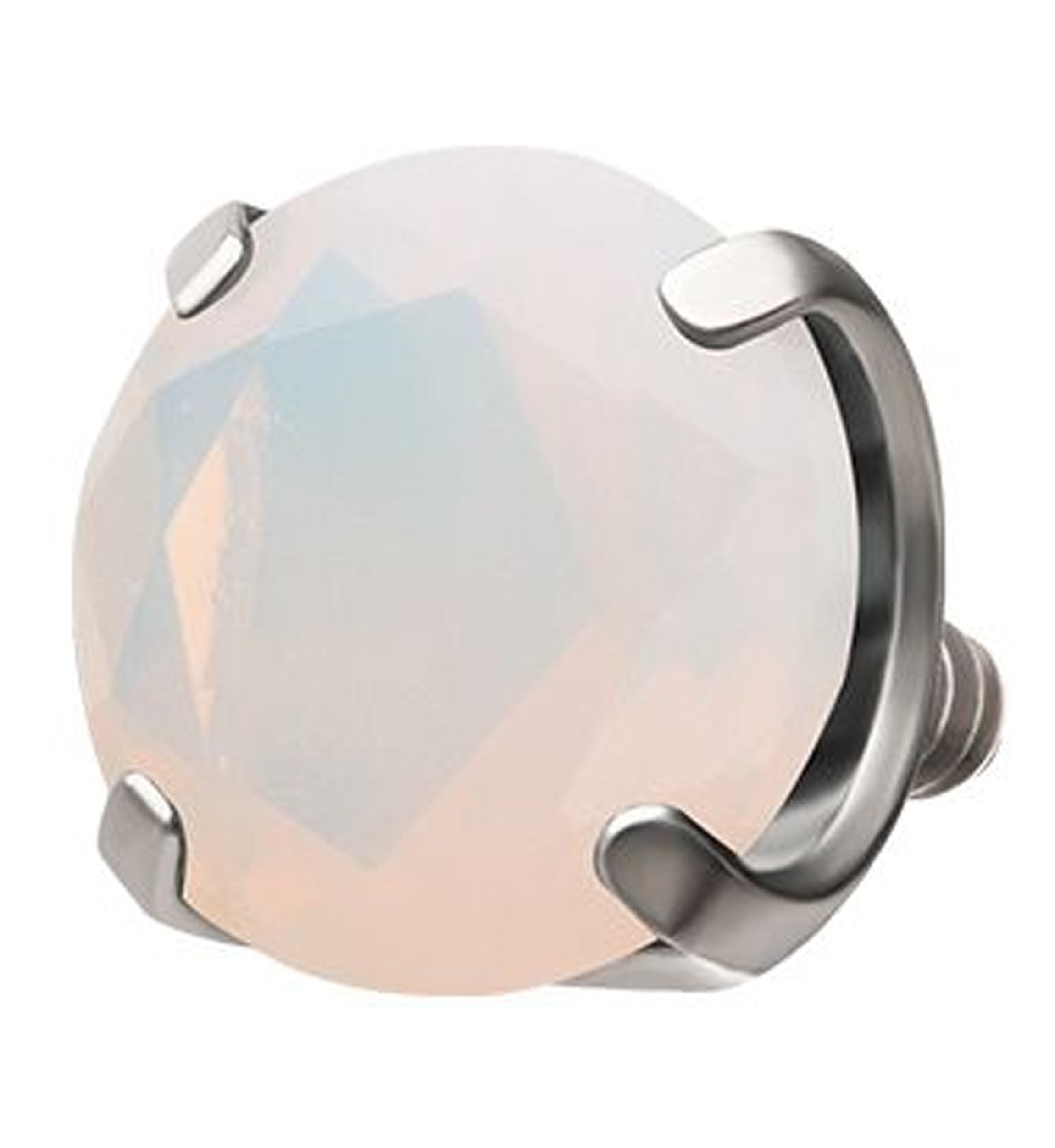 Round White Opalite Titanium Internally Threaded Top
