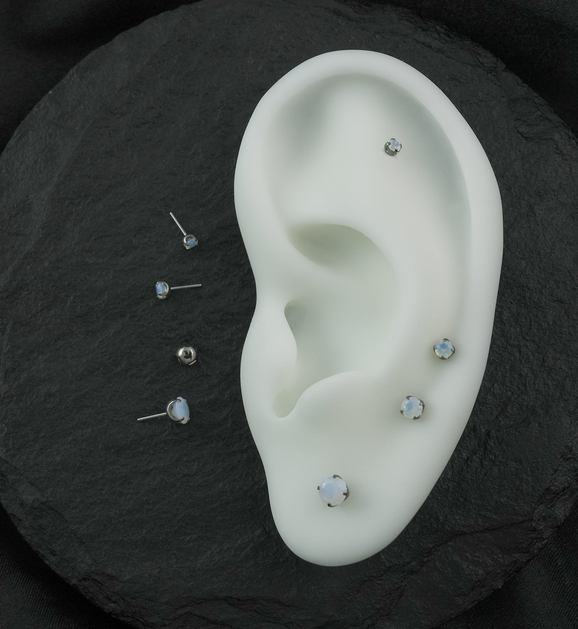 Round White Opalite Titanium Threadless Top