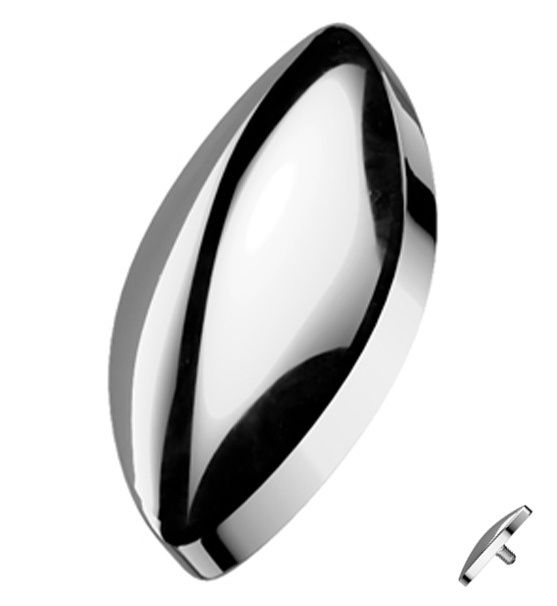 Rounded Marquise Titanium Internally Threaded Top