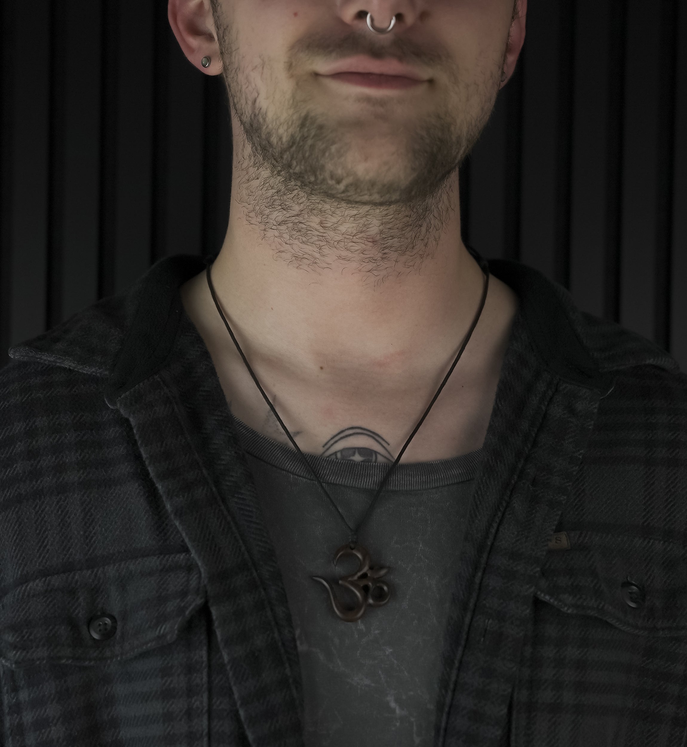 Sacred Om Symbol Narra Wood Pendant Necklace