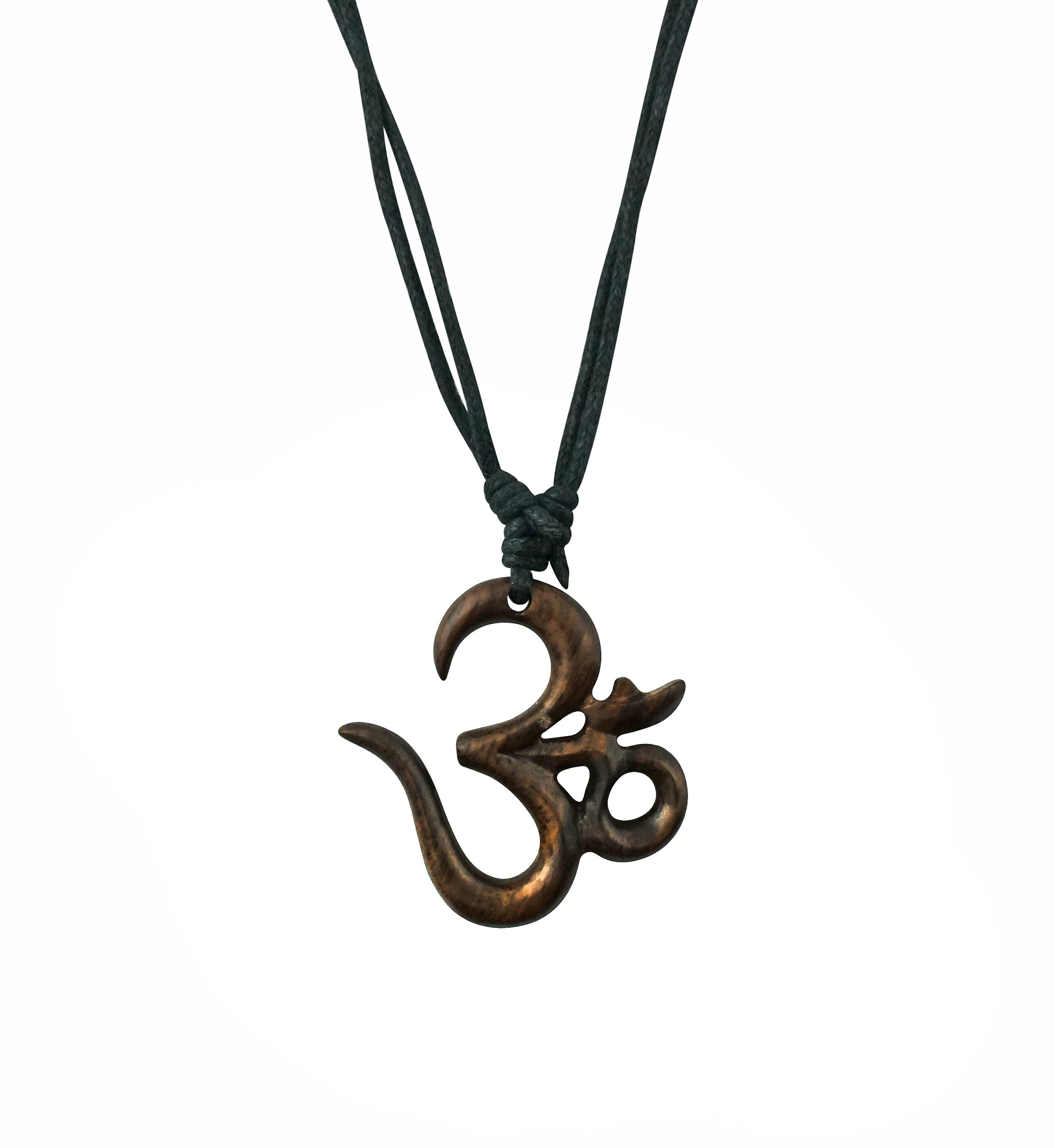 Sacred Om Symbol Narra Wood Pendant Necklace