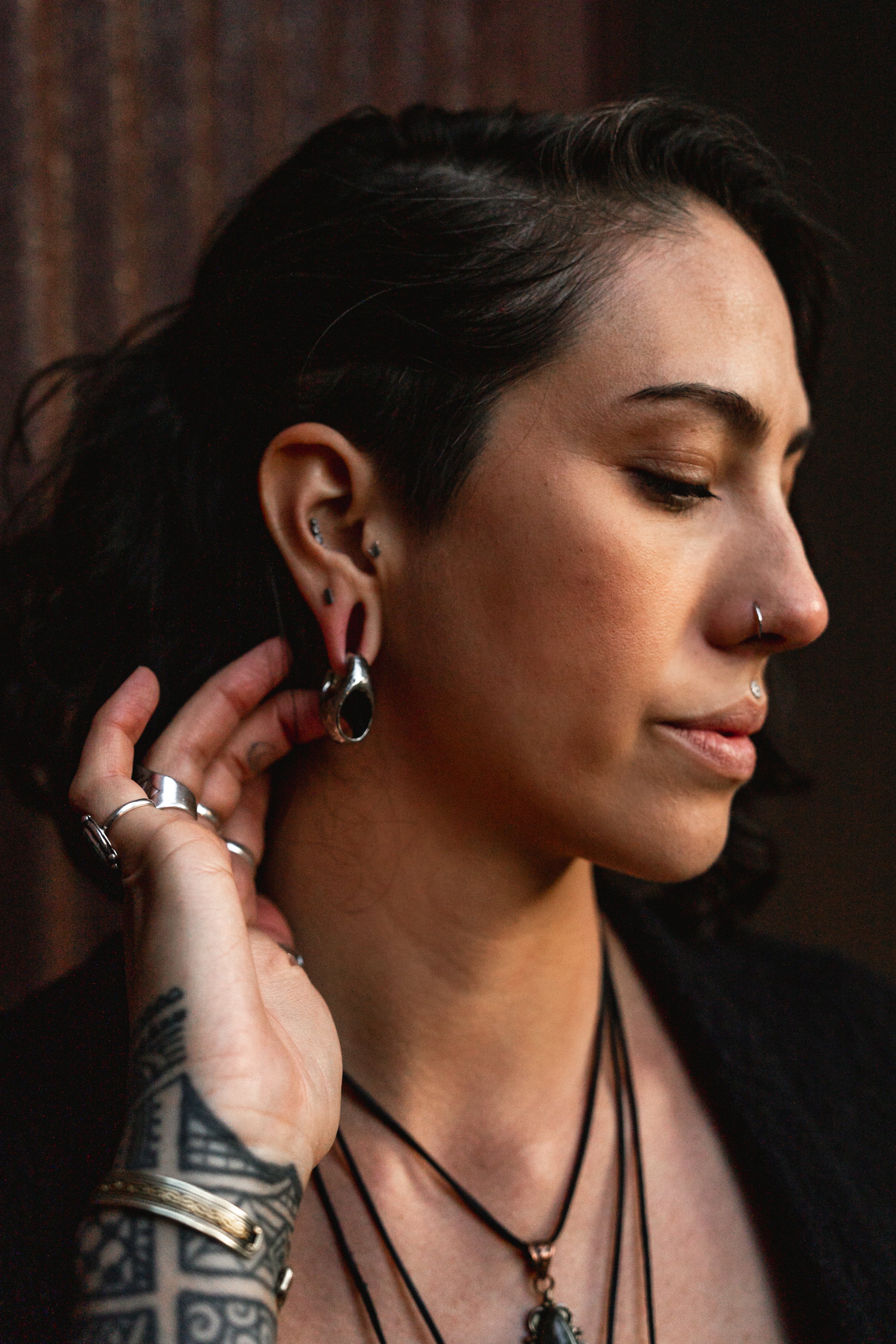 Salient White Brass Hinged Ear Weights