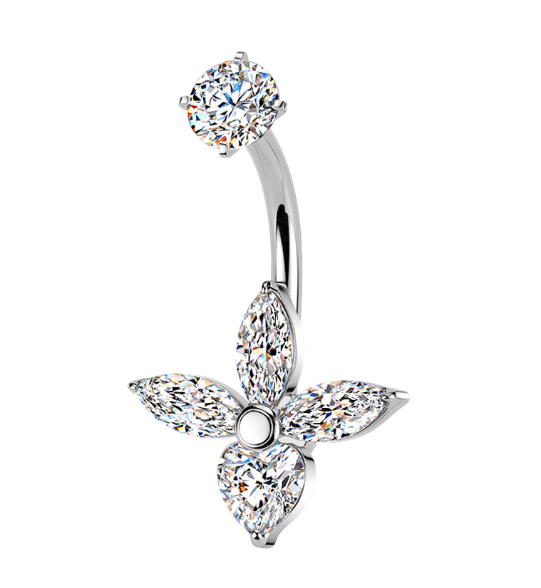 Samba CZ Stainless Steel Internally Threaded Belly Button Ring