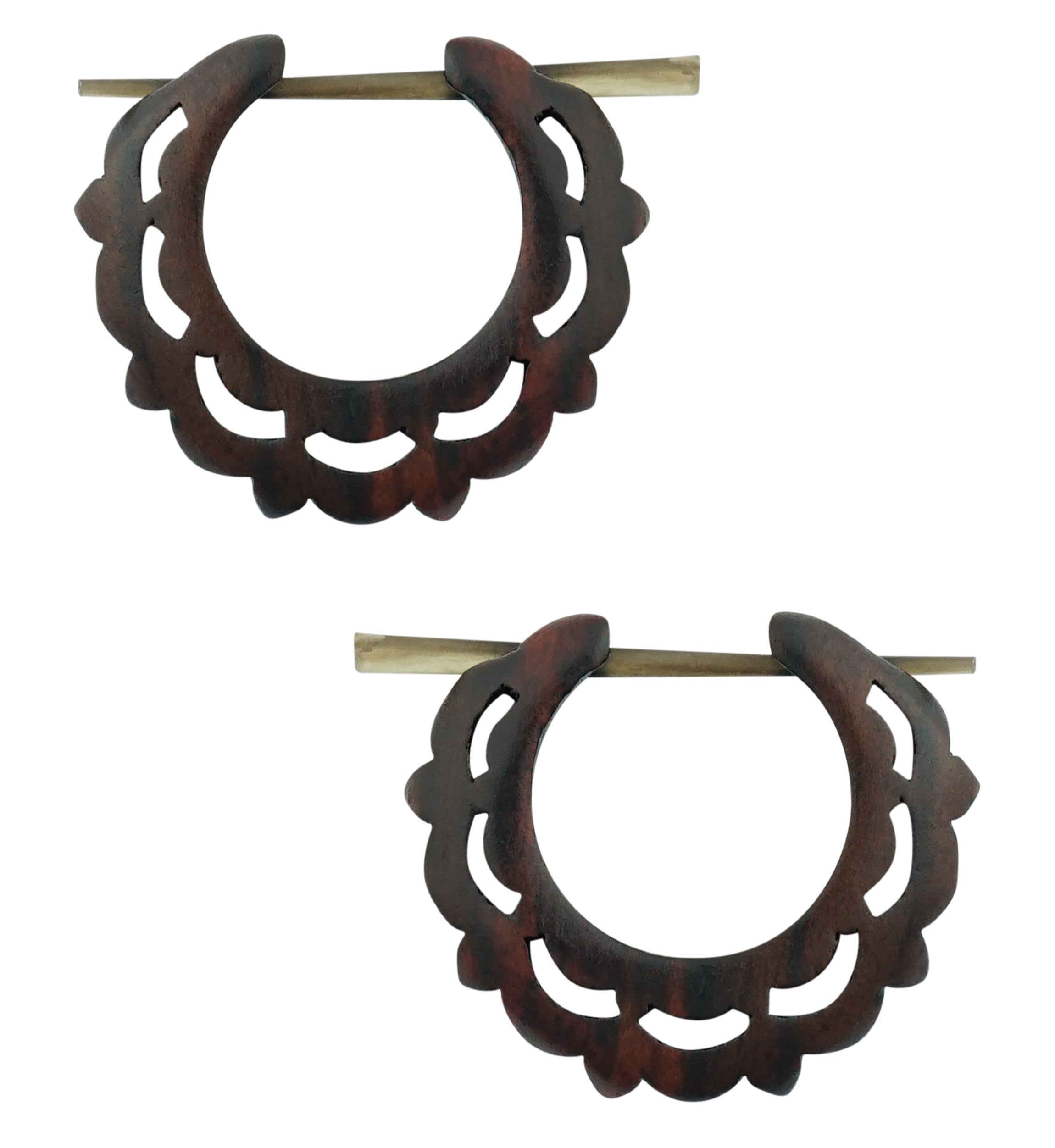 Scallop Hoop Narra Wood Earrings
