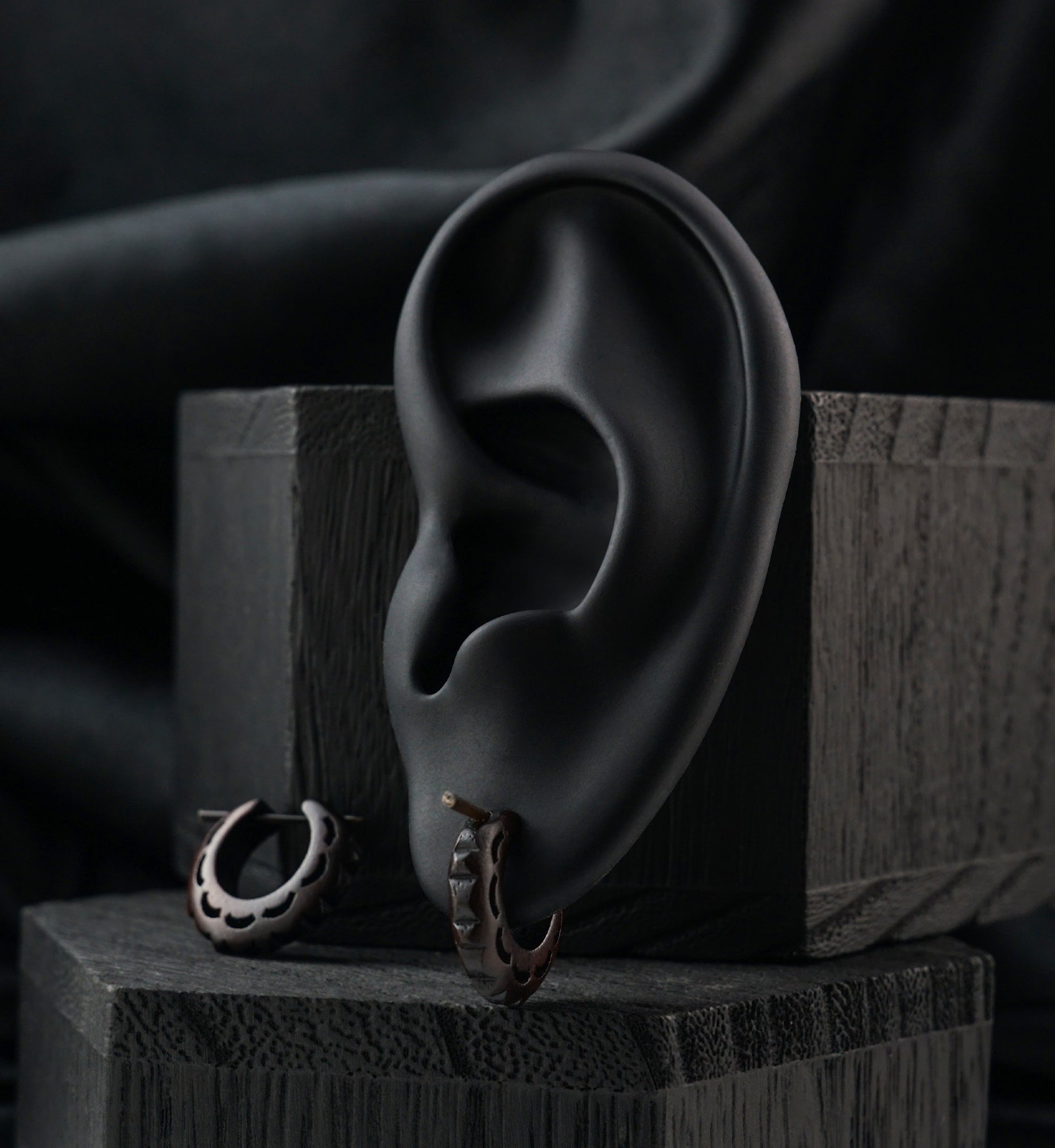 Scallop Hoop Narra Wood Earrings