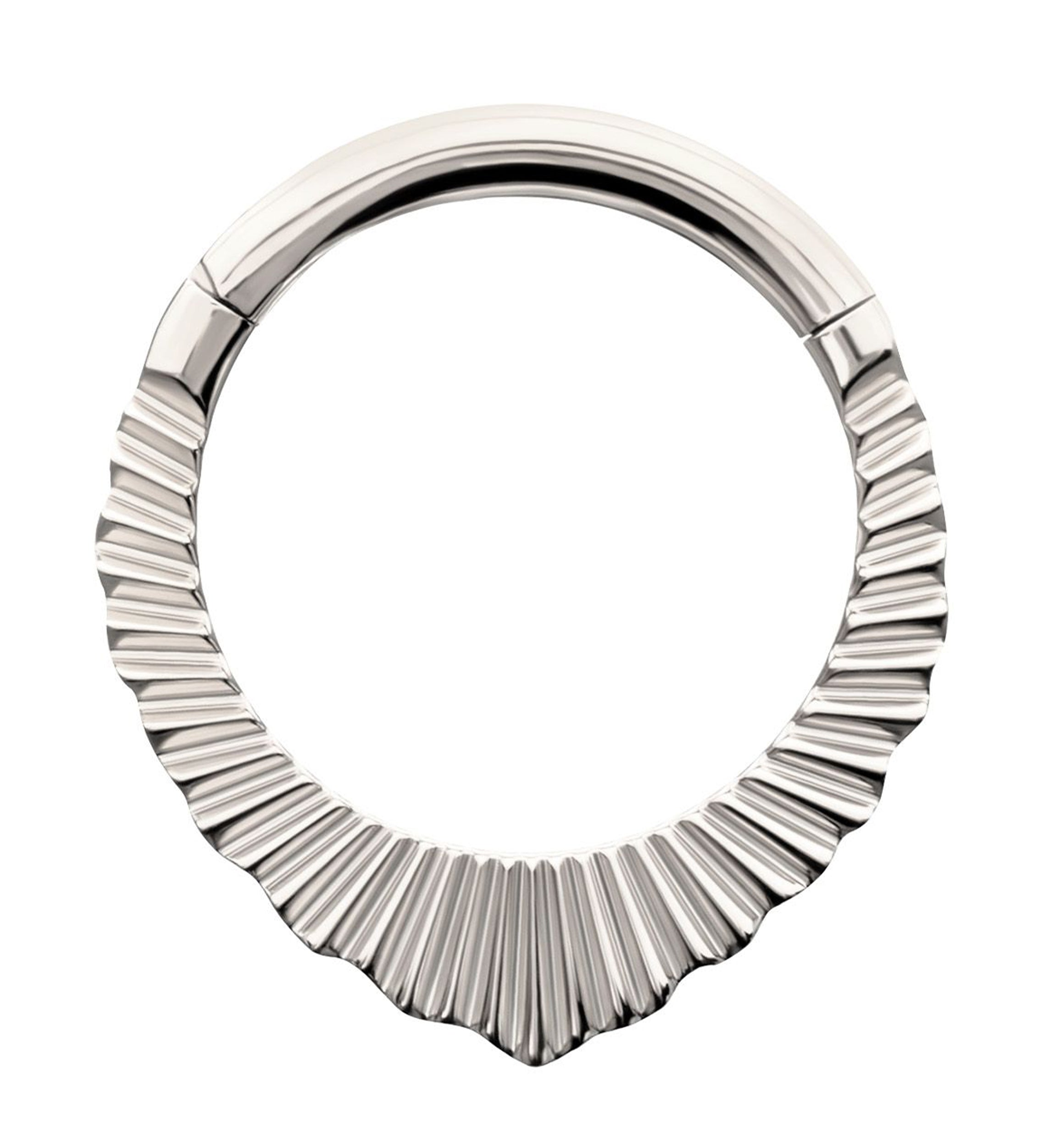Scalloped Point Corrugated Hoop Titanium Hinged Segment Ring