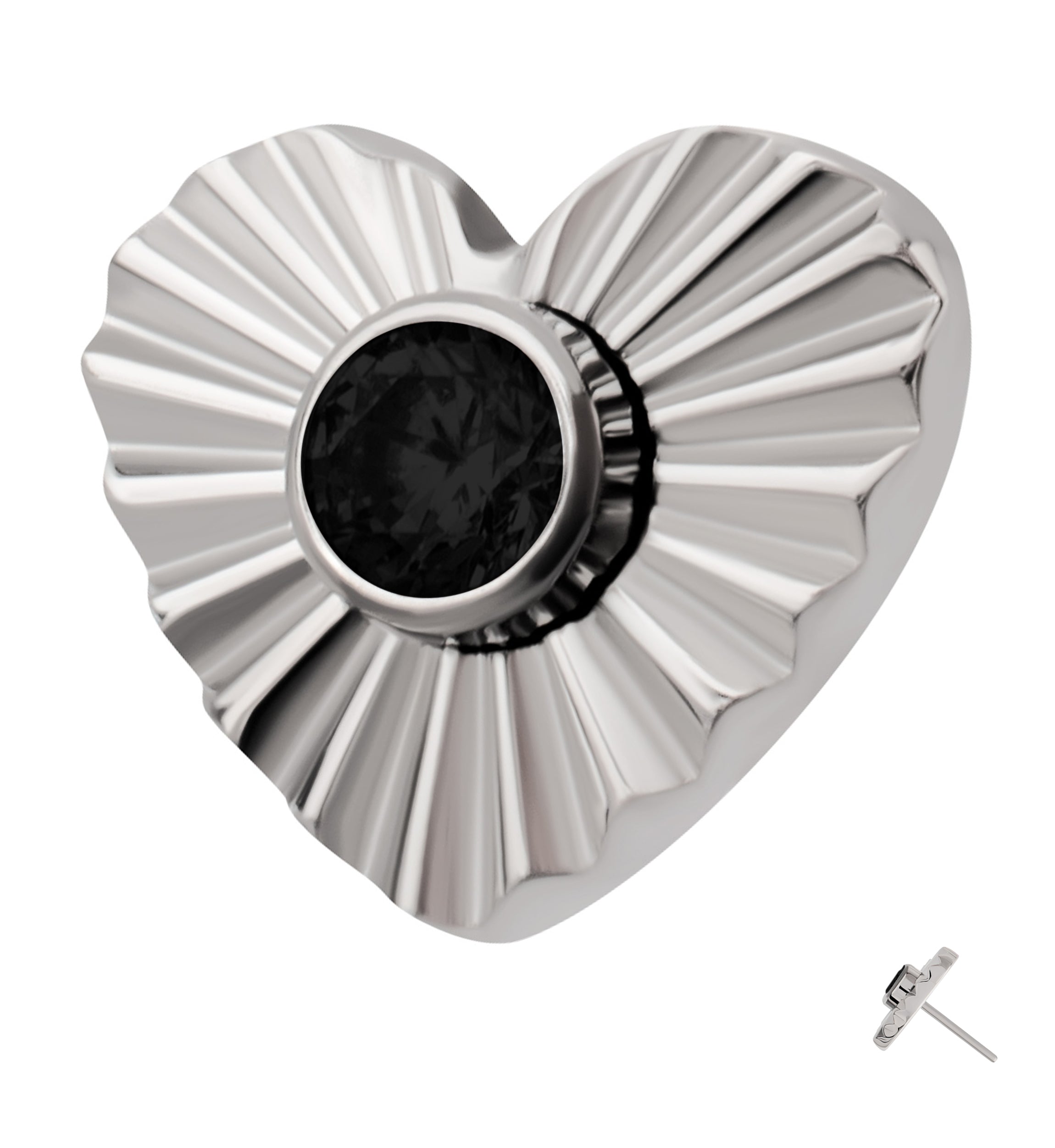 Score Heart Black CZ Titanium Threadless Top