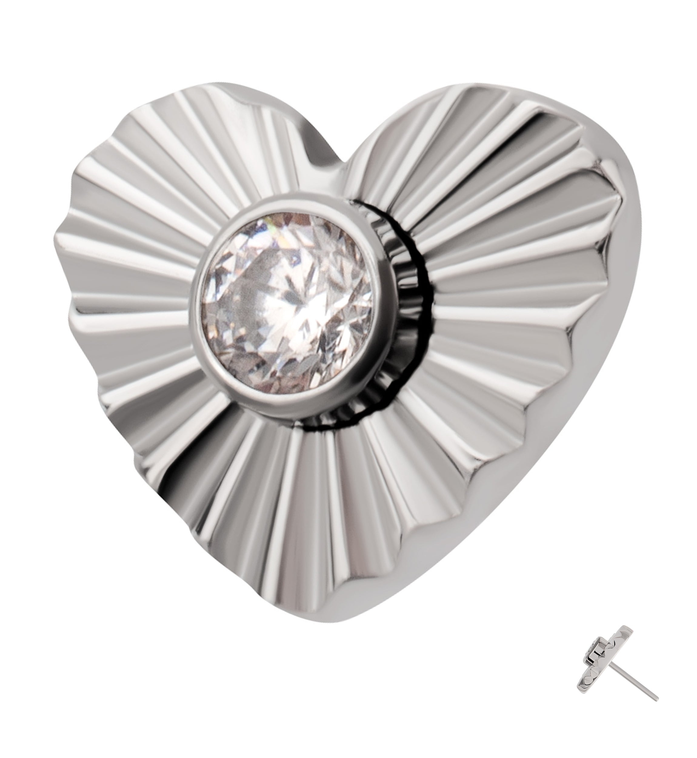 Score Heart Clear CZ Titanium Threadless Top