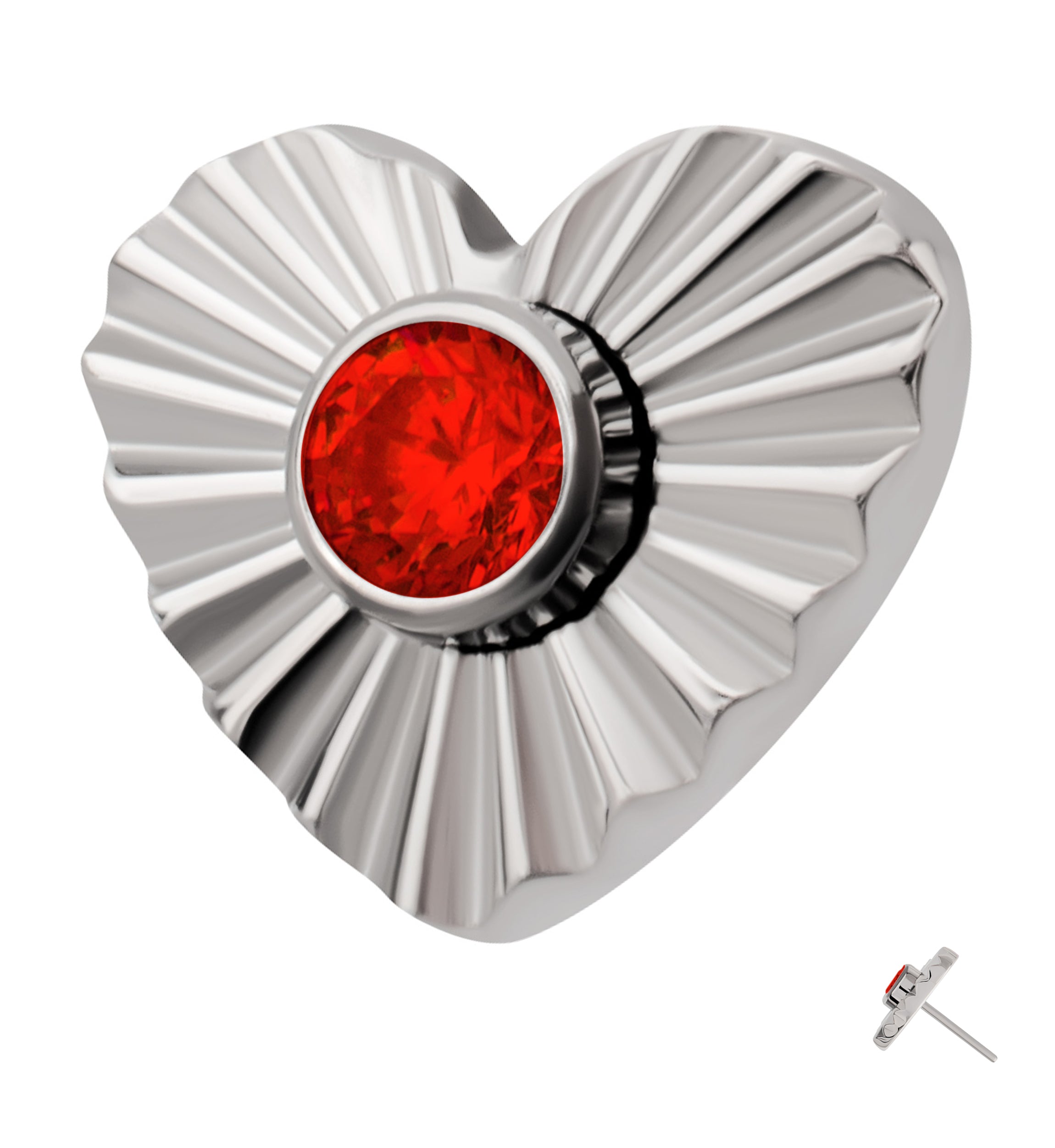 Score Heart Garnet CZ Titanium Threadless Top