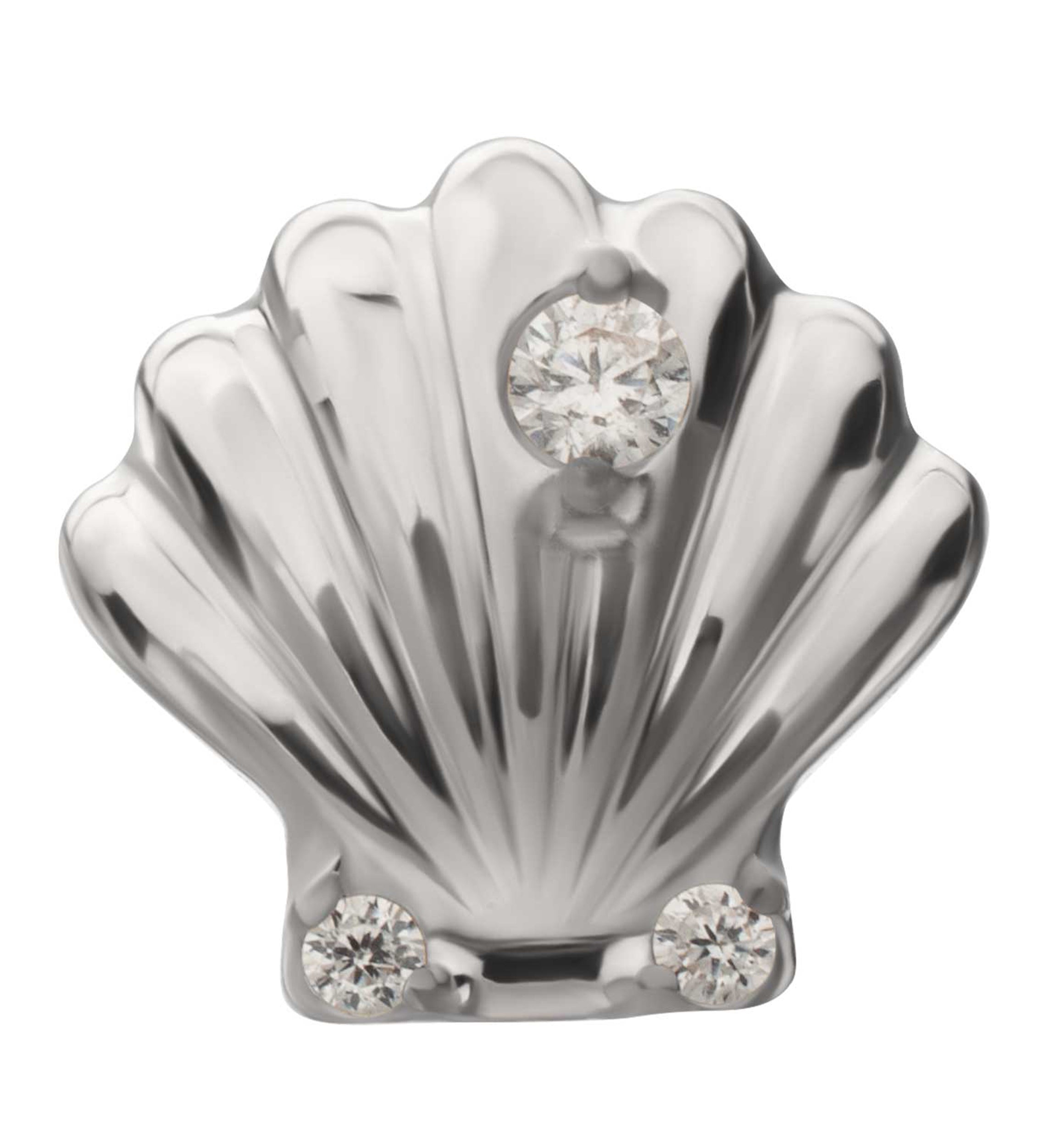 Sea Shell Clear CZ Titanium Threadless Top