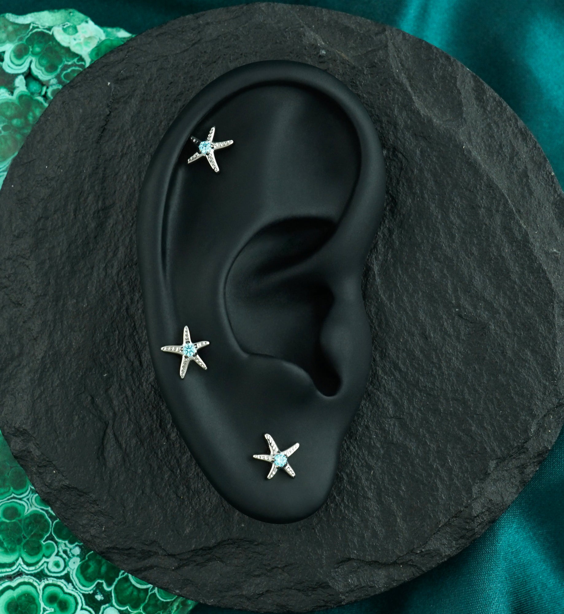 Sea Star Aqua CZ Titanium Threadless Top