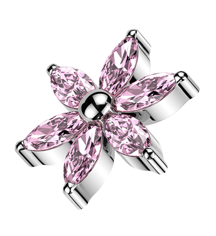 Senary Flower Pink CZ Titanium Internally Threaded Top