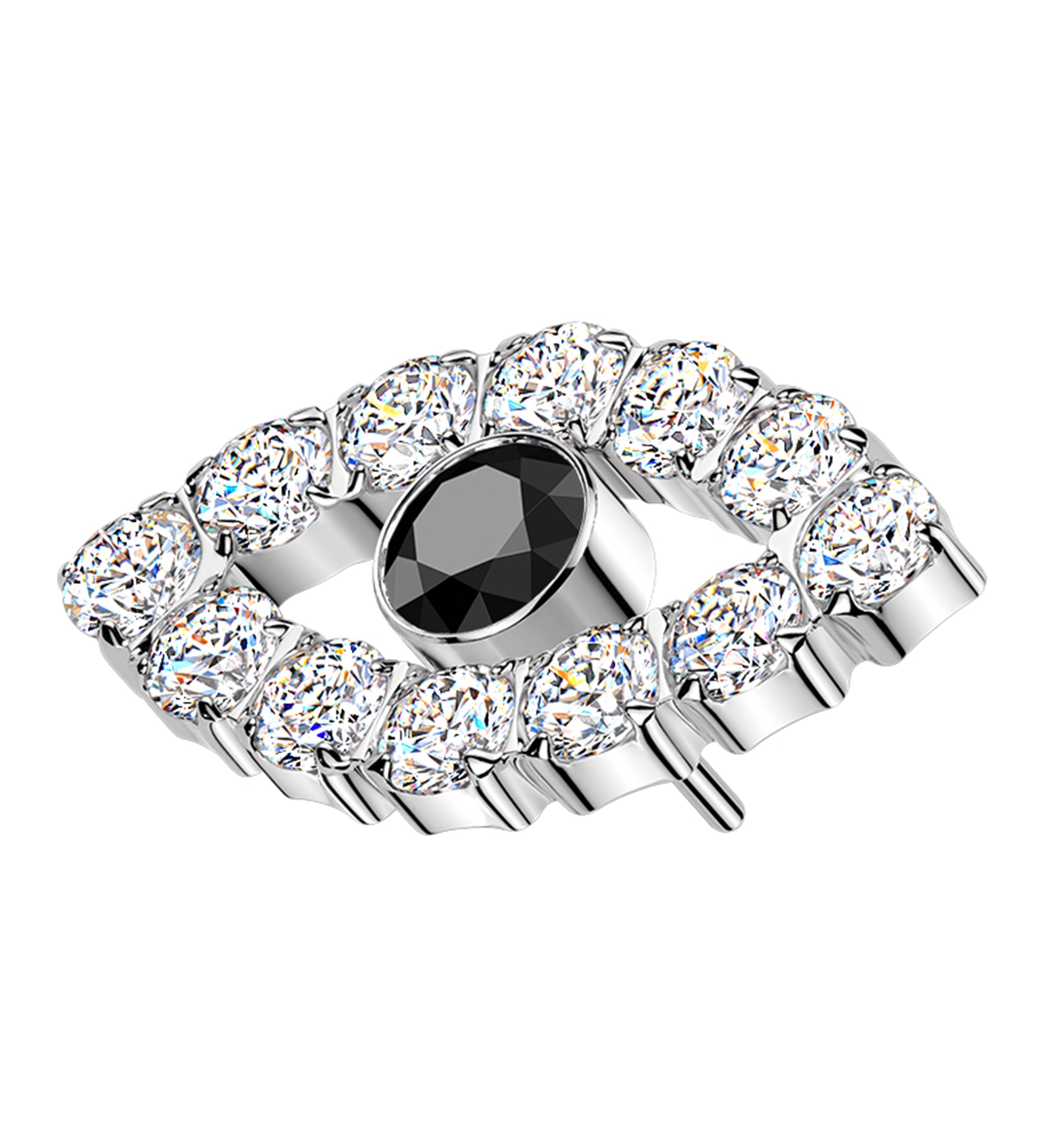 Sentinel Clear and Black CZ Titanium Threadless Top