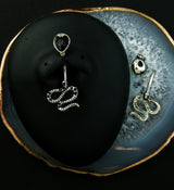 Serpent Teardrop Black CZ Stainless Steel Belly Button Ring