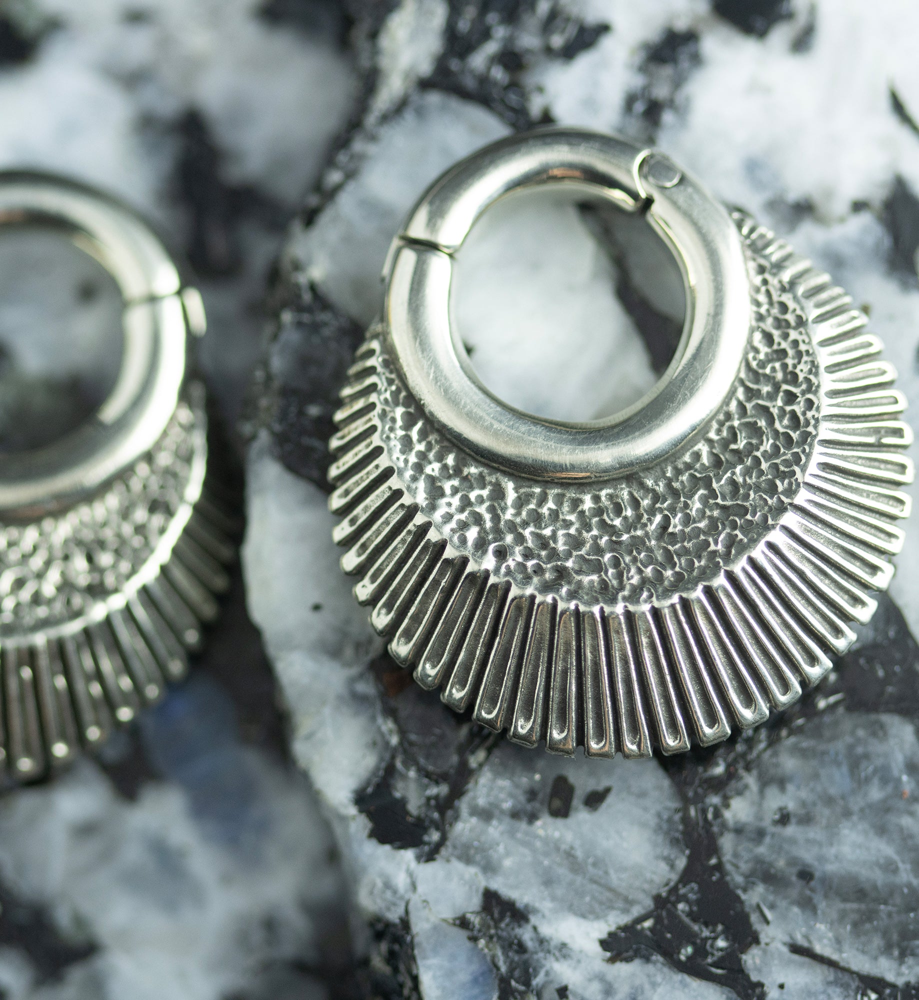 Shale White Brass Hinged Ear Weights