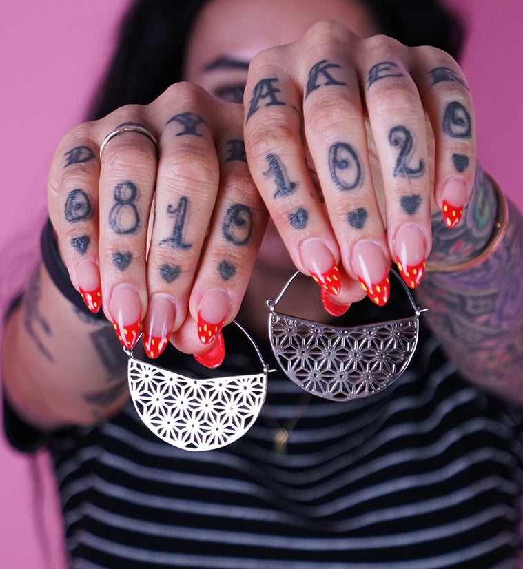 Silver Asanoha Titanium Hangers - Earrings