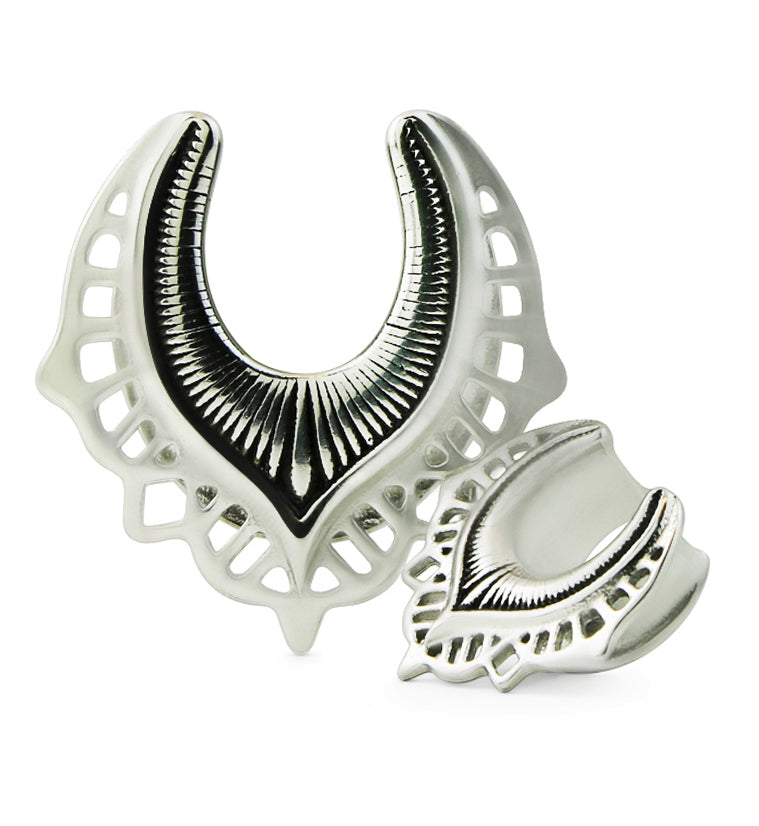 Ornate Shield Stainless Steel Saddles