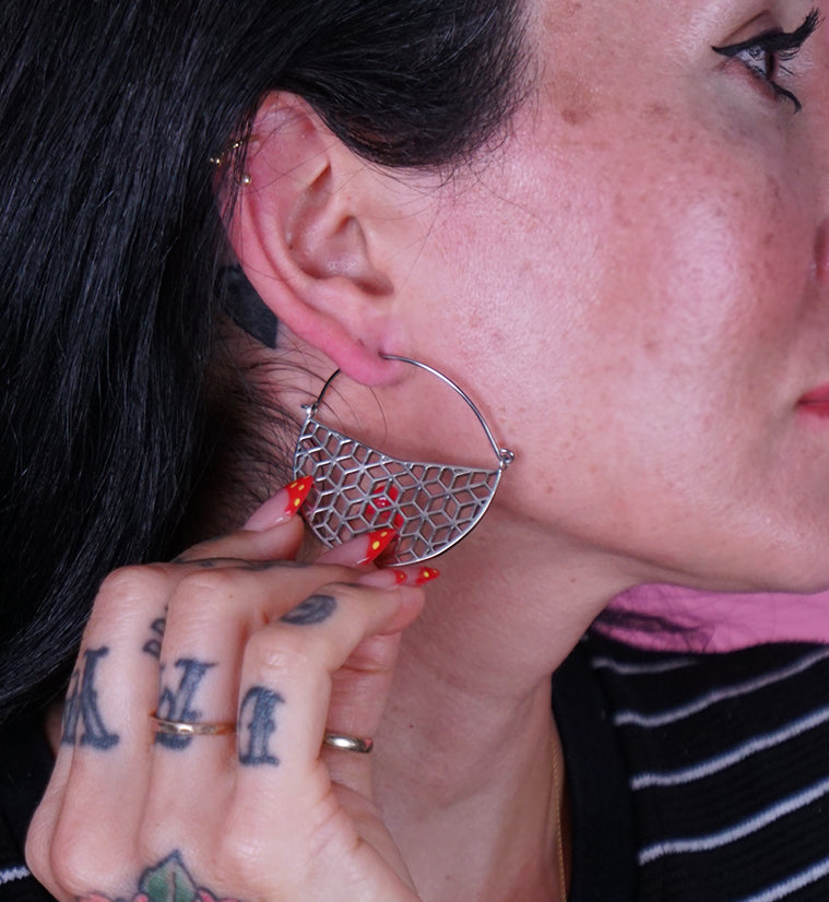 Silver Rhombille Titanium Hangers - Earrings