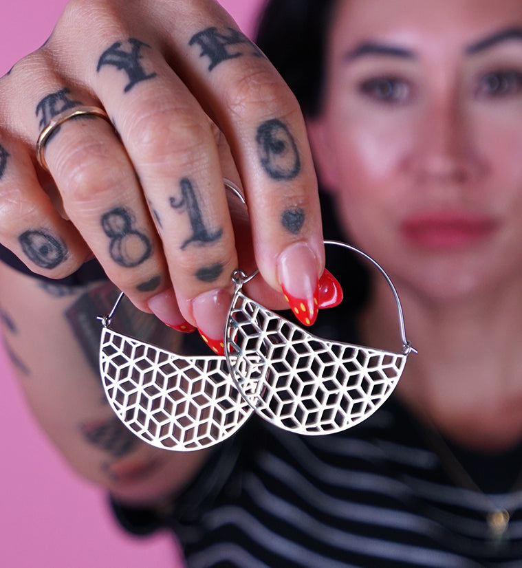 Silver Rhombille Titanium Hangers - Earrings