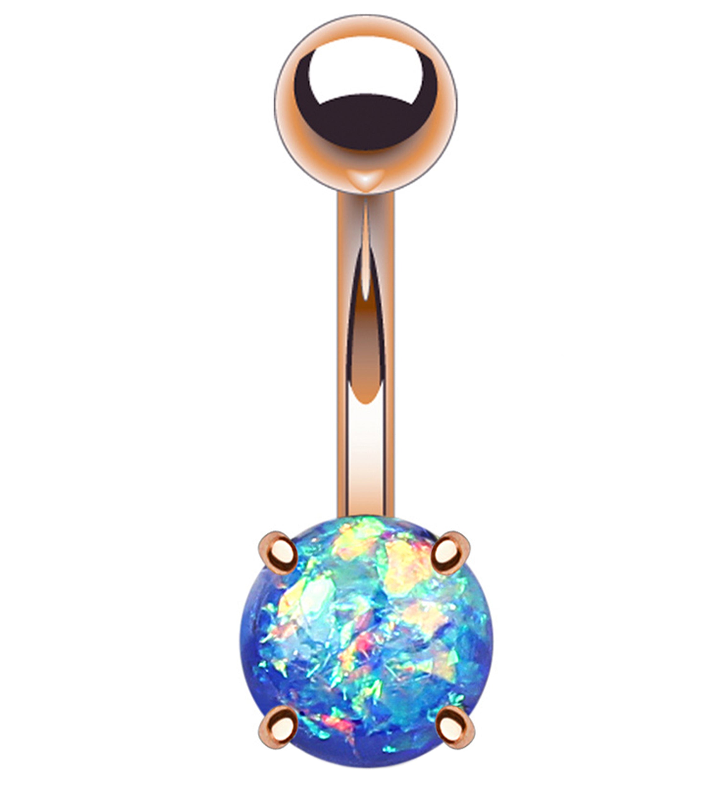 Simple Blue Opalite Rose Gold PVD Stainless Steel Belly Button Ring