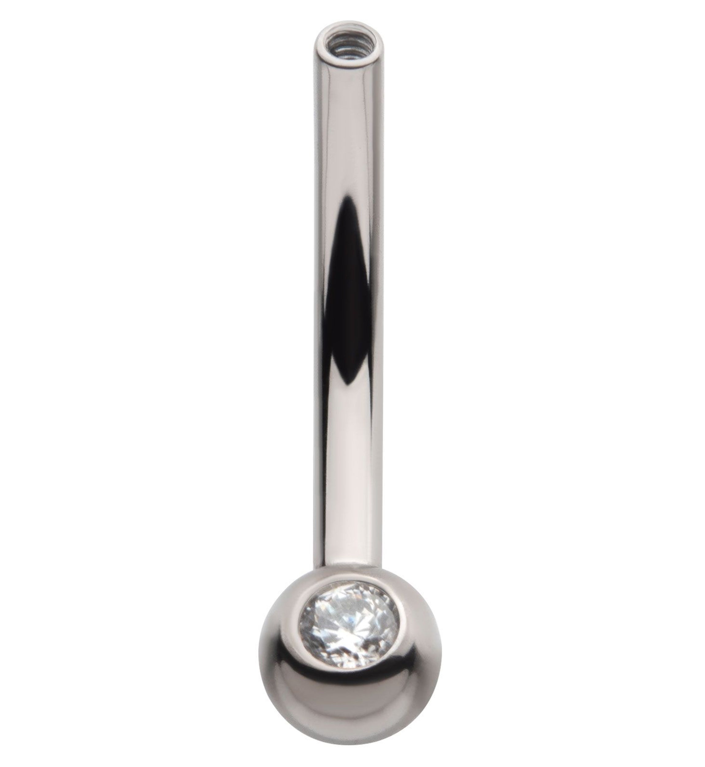 Single CZ Titanium Curved Internally Threaded Barbell