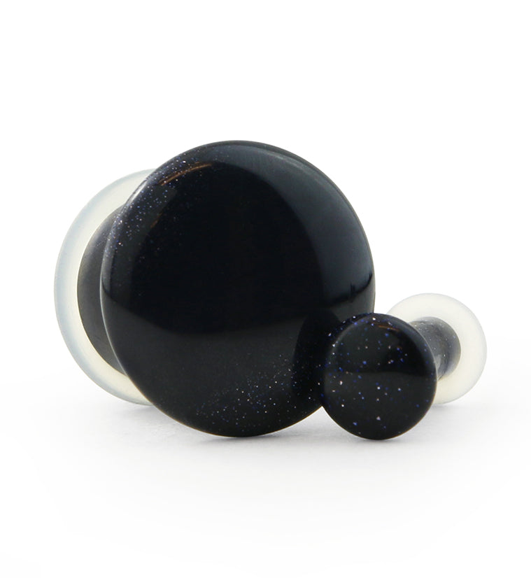 Blue Goldstone Glass Plugs - Single Flare