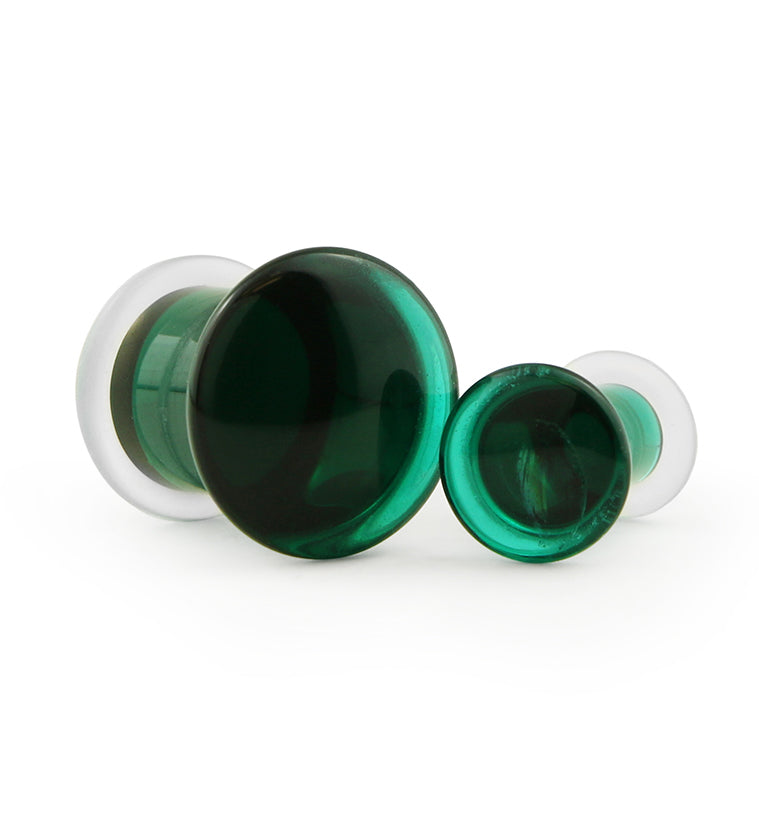 Emerald Green Glass Plugs - Single Flare