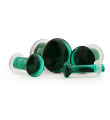 Emerald Green Glass Plugs - Single Flare