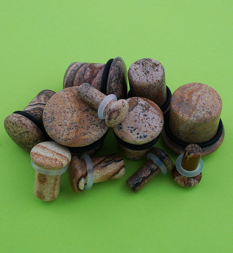 Single Flare Jasper Stone Plugs