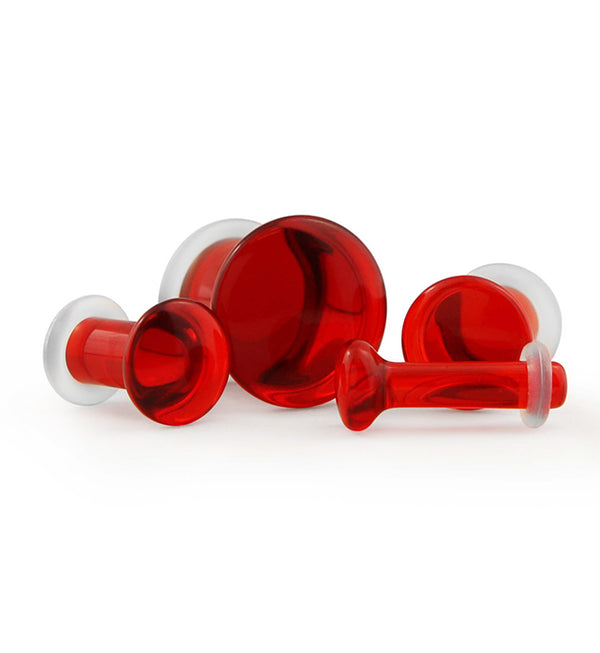 Red Glass Plugs - Single Flare