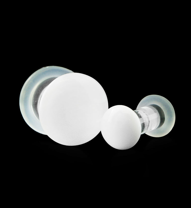 White Glass Plugs - Single Flare