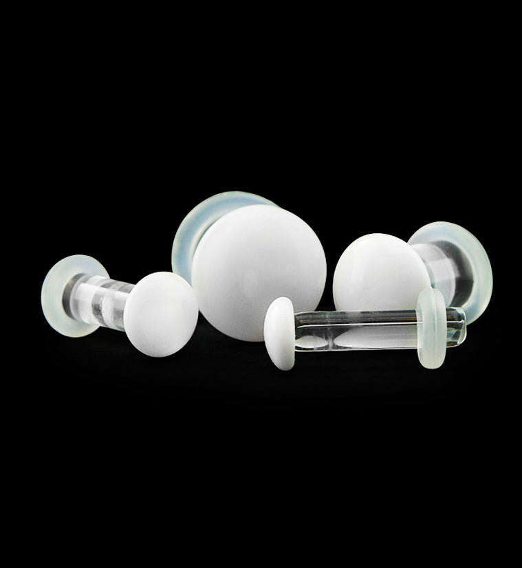 White Glass Plugs - Single Flare