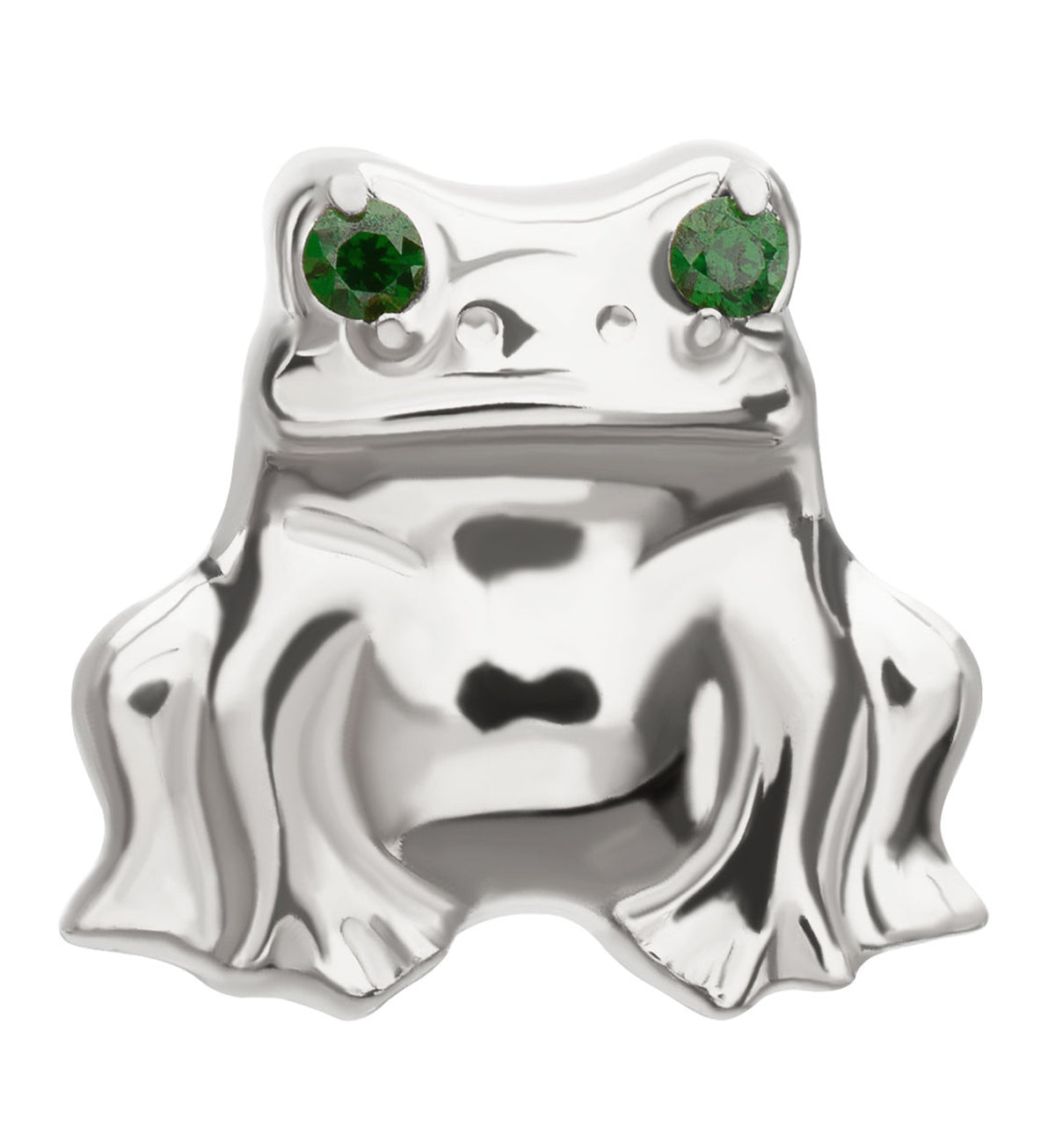 Sitting Frog Emerald CZ Titanium Threadless Top