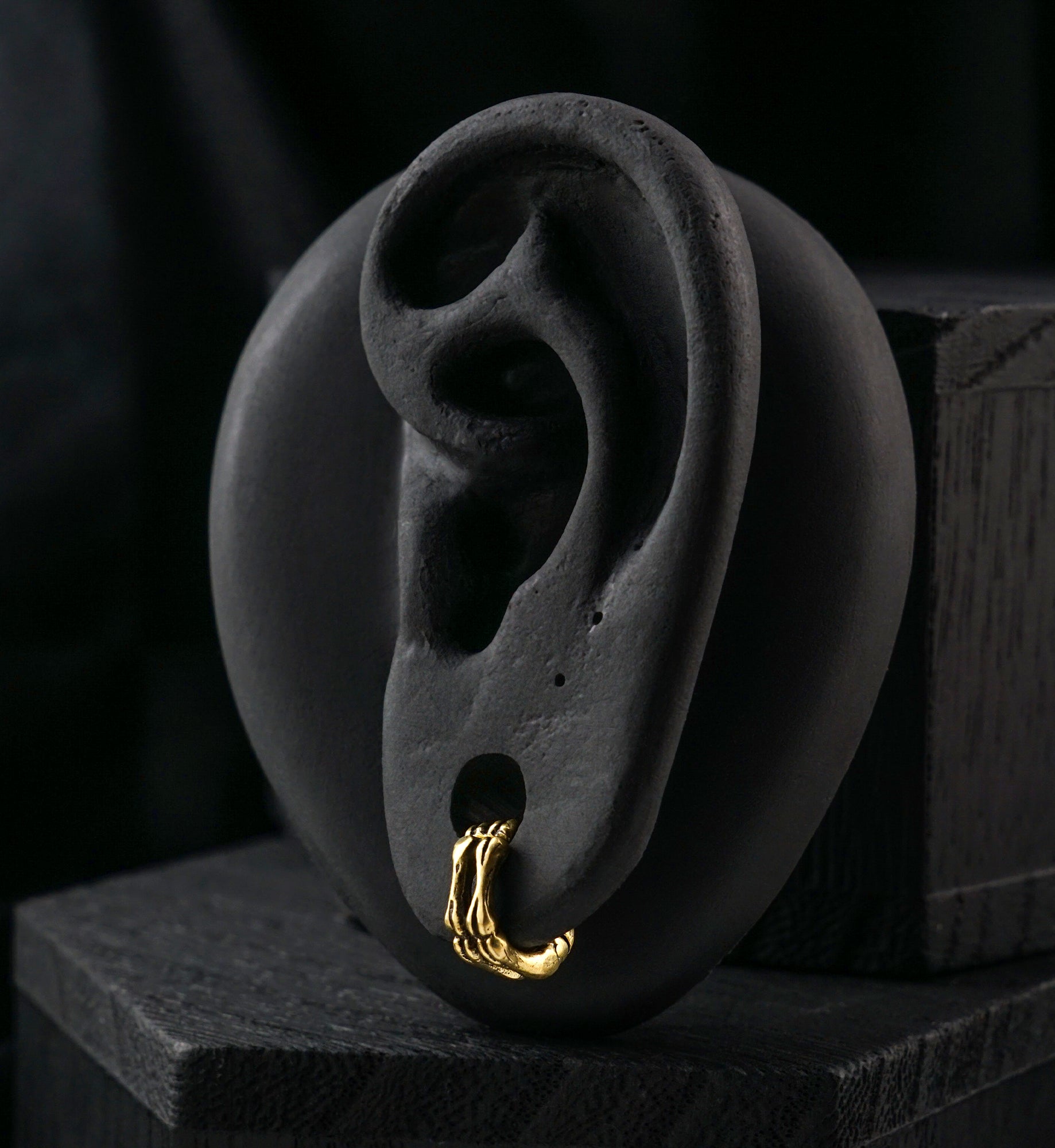 Skeletal Brass Hinged Stretched Ear Cuffs