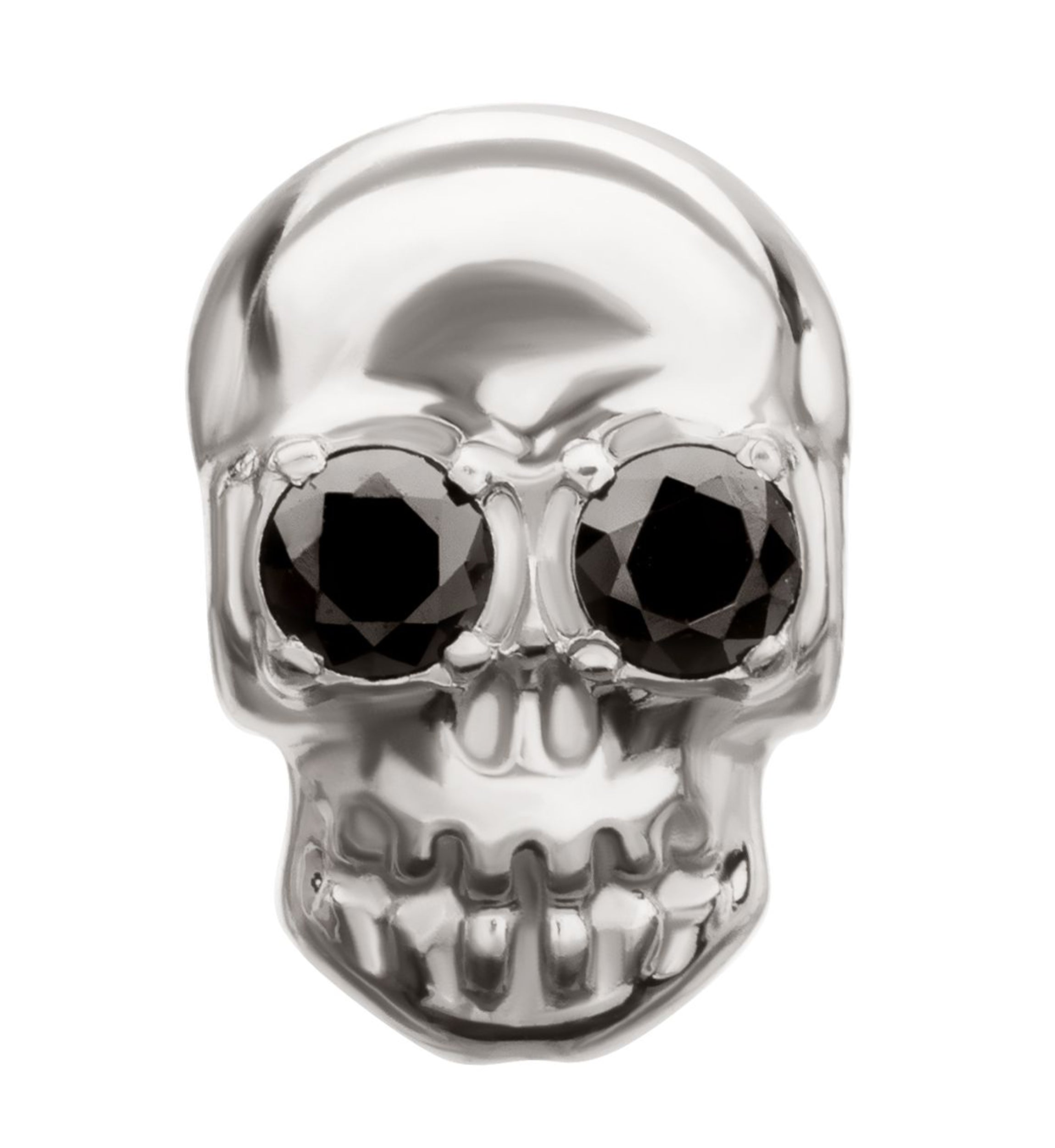 Skull Black CZ Eyes Titanium Threadless Top